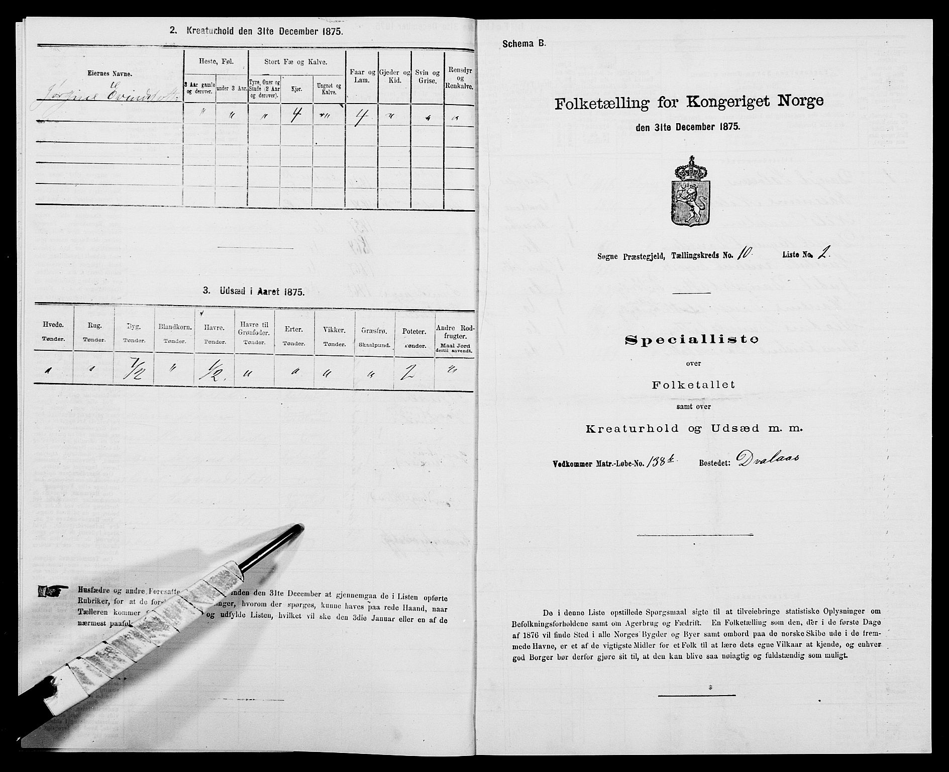 SAK, Folketelling 1875 for 1018P Søgne prestegjeld, 1875, s. 786