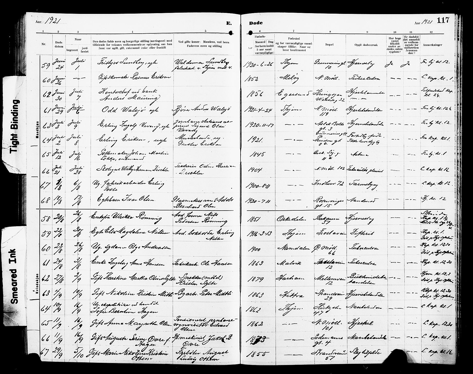 Ministerialprotokoller, klokkerbøker og fødselsregistre - Sør-Trøndelag, AV/SAT-A-1456/605/L0257: Klokkerbok nr. 605C04, 1916-1922, s. 117
