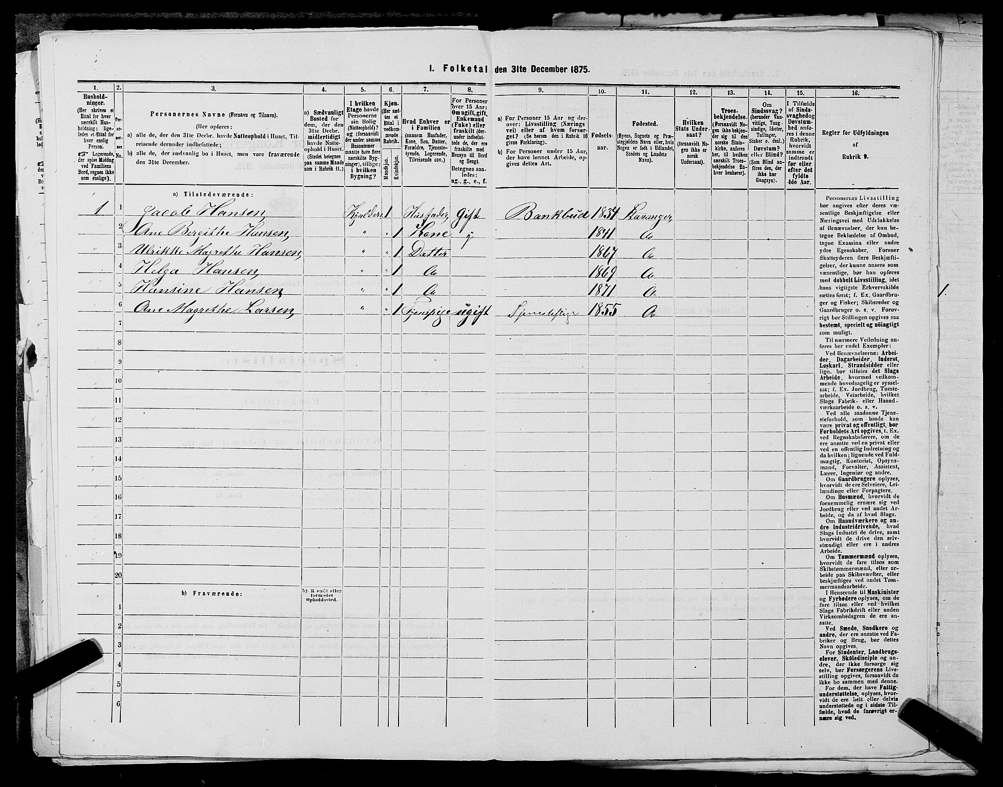 SAST, Folketelling 1875 for 1103 Stavanger kjøpstad, 1875, s. 208