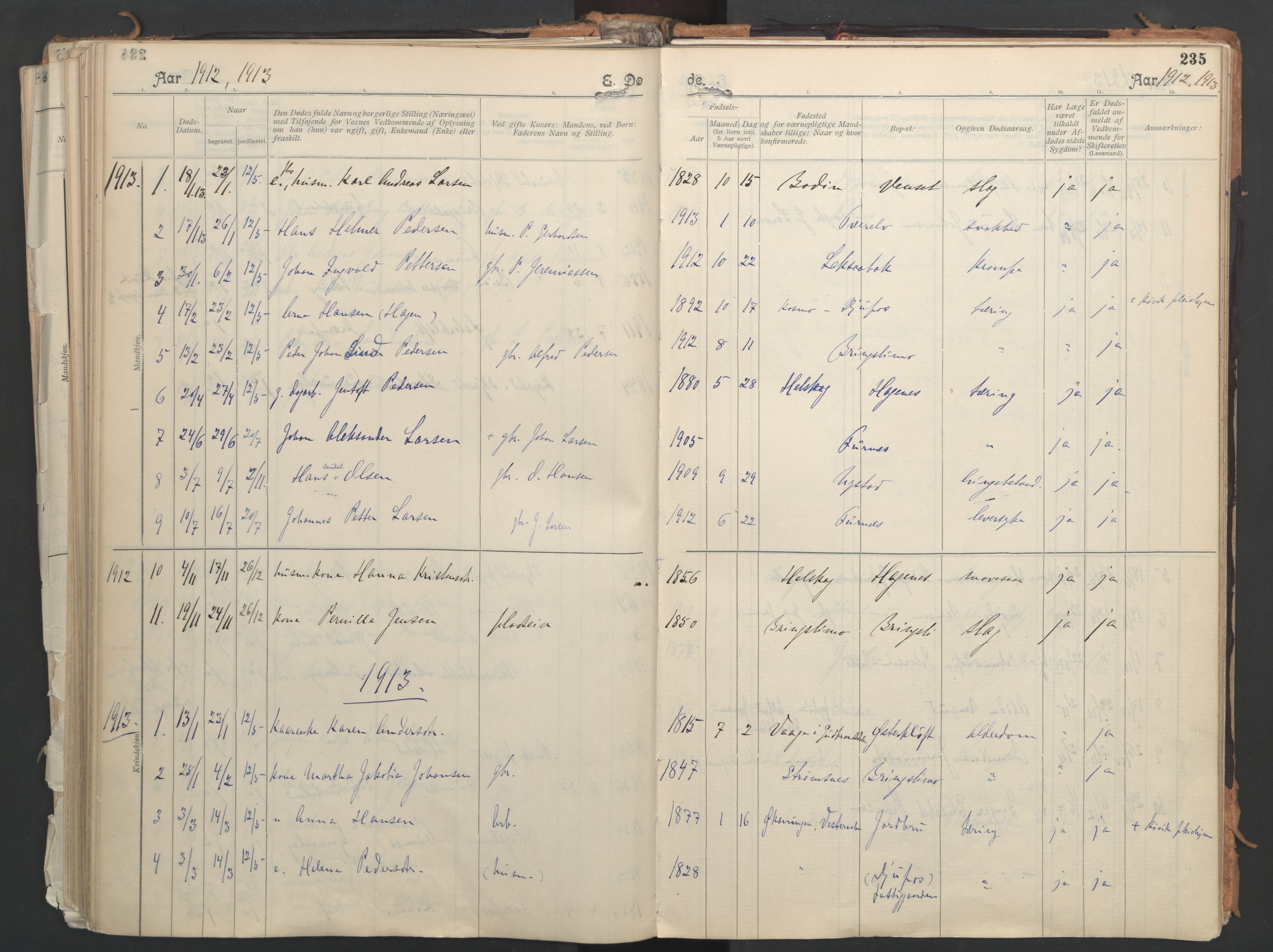 Ministerialprotokoller, klokkerbøker og fødselsregistre - Nordland, AV/SAT-A-1459/851/L0724: Ministerialbok nr. 851A01, 1901-1922, s. 235