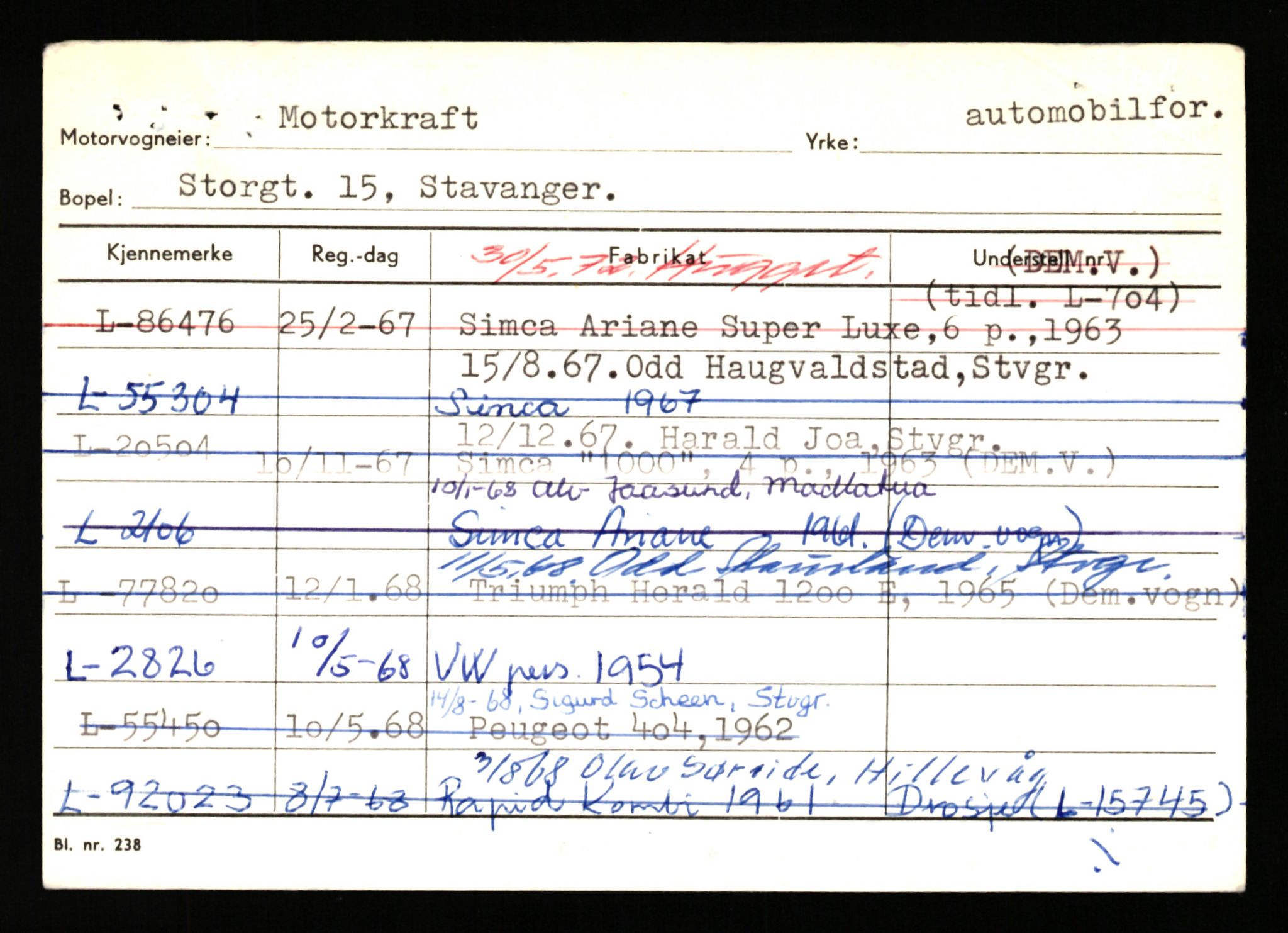 Stavanger trafikkstasjon, SAST/A-101942/0/H/L0025: Meling - Mygland, 1930-1971, s. 2467