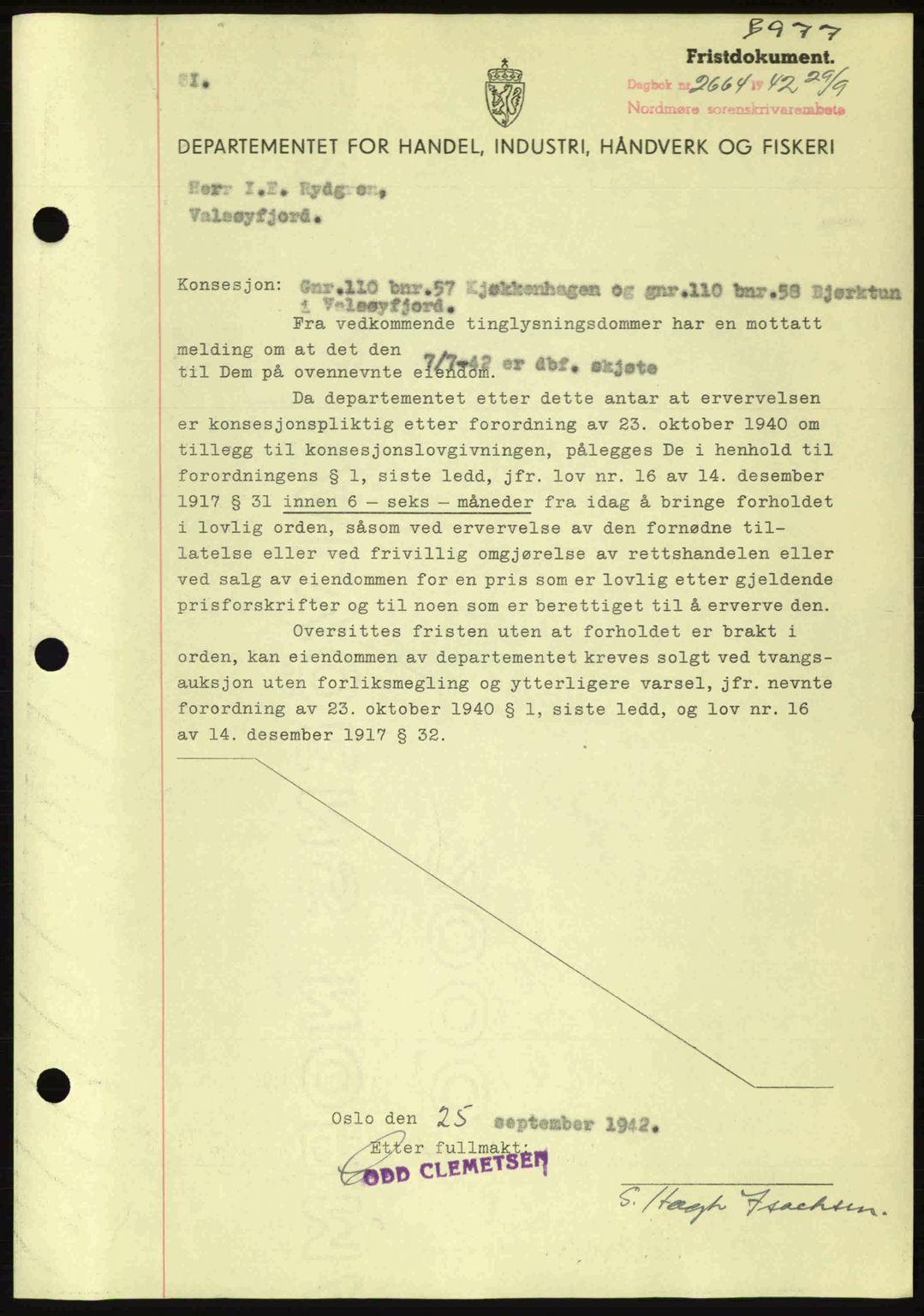 Nordmøre sorenskriveri, AV/SAT-A-4132/1/2/2Ca: Pantebok nr. B89, 1942-1942, Dagboknr: 2664/1942