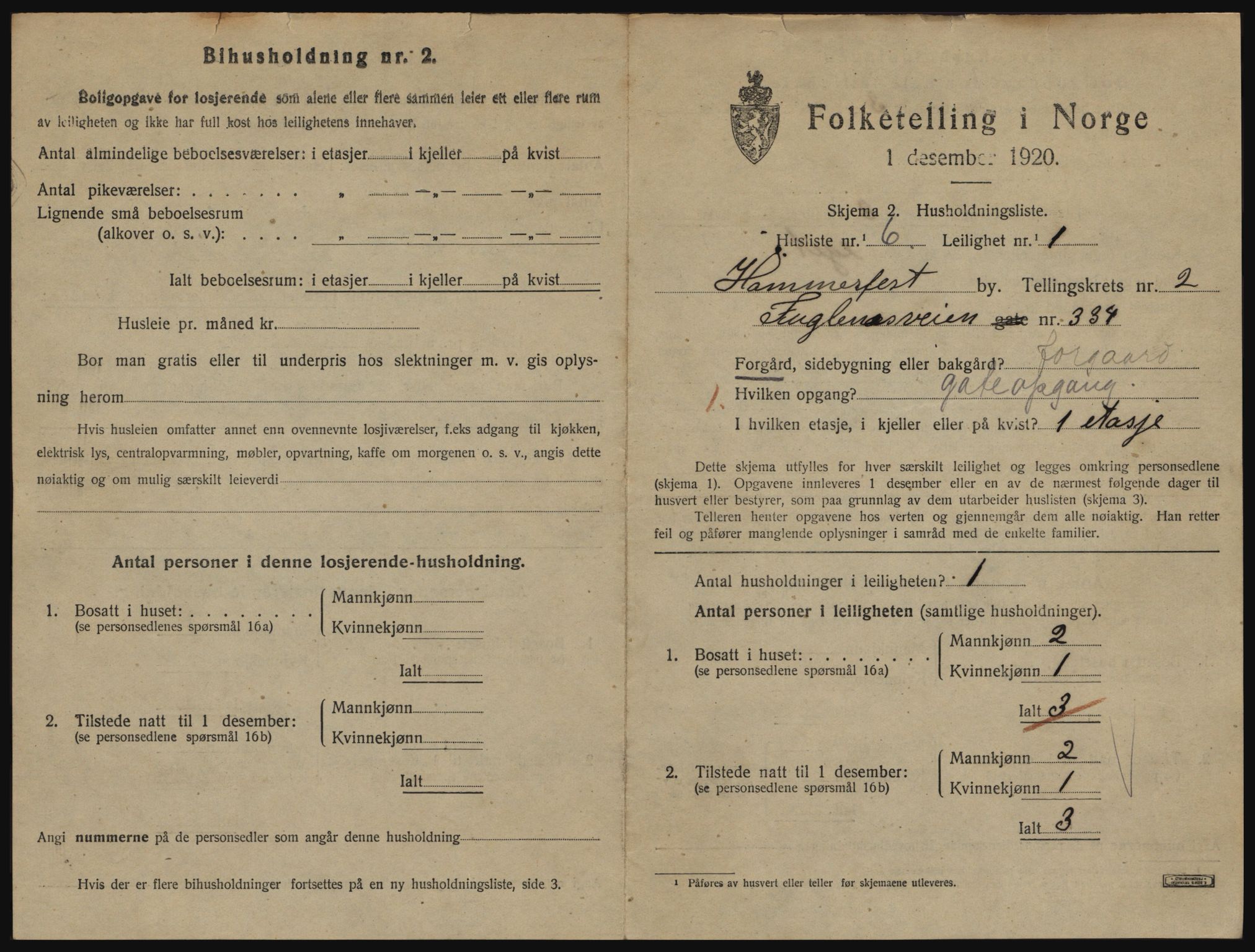 SATØ, Folketelling 1920 for 2001 Hammerfest kjøpstad, 1920, s. 1896