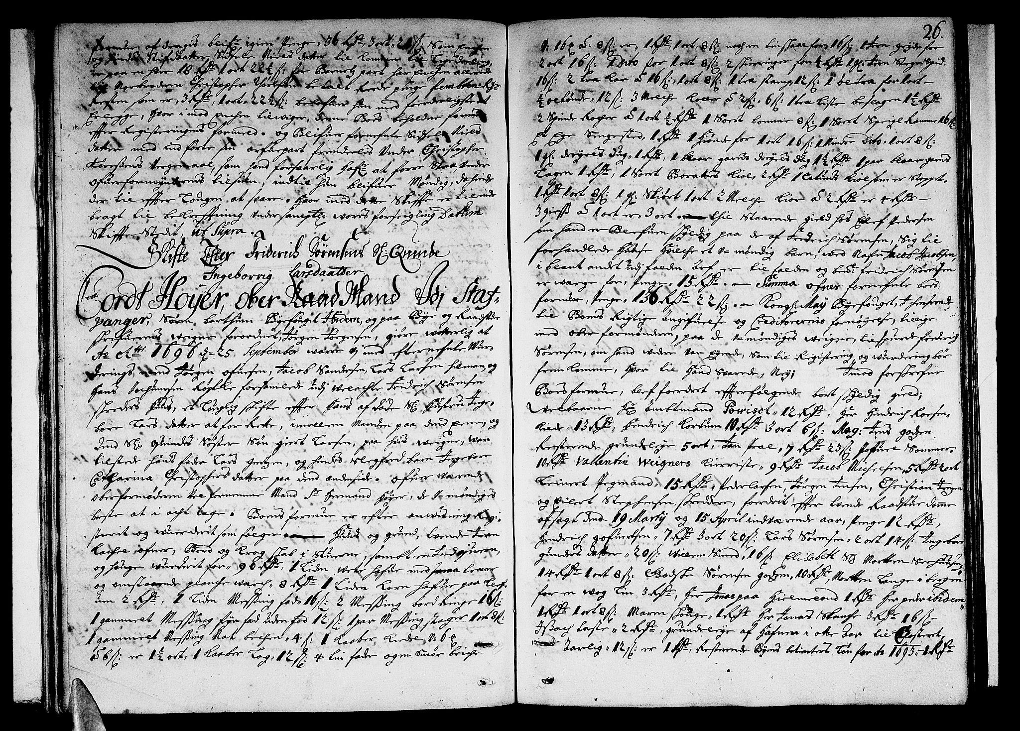 Stavanger byfogd, AV/SAST-A-101408/001/5/50/503BB/L0003: Skifteprotokoll, 1695-1707, s. 25b-26a