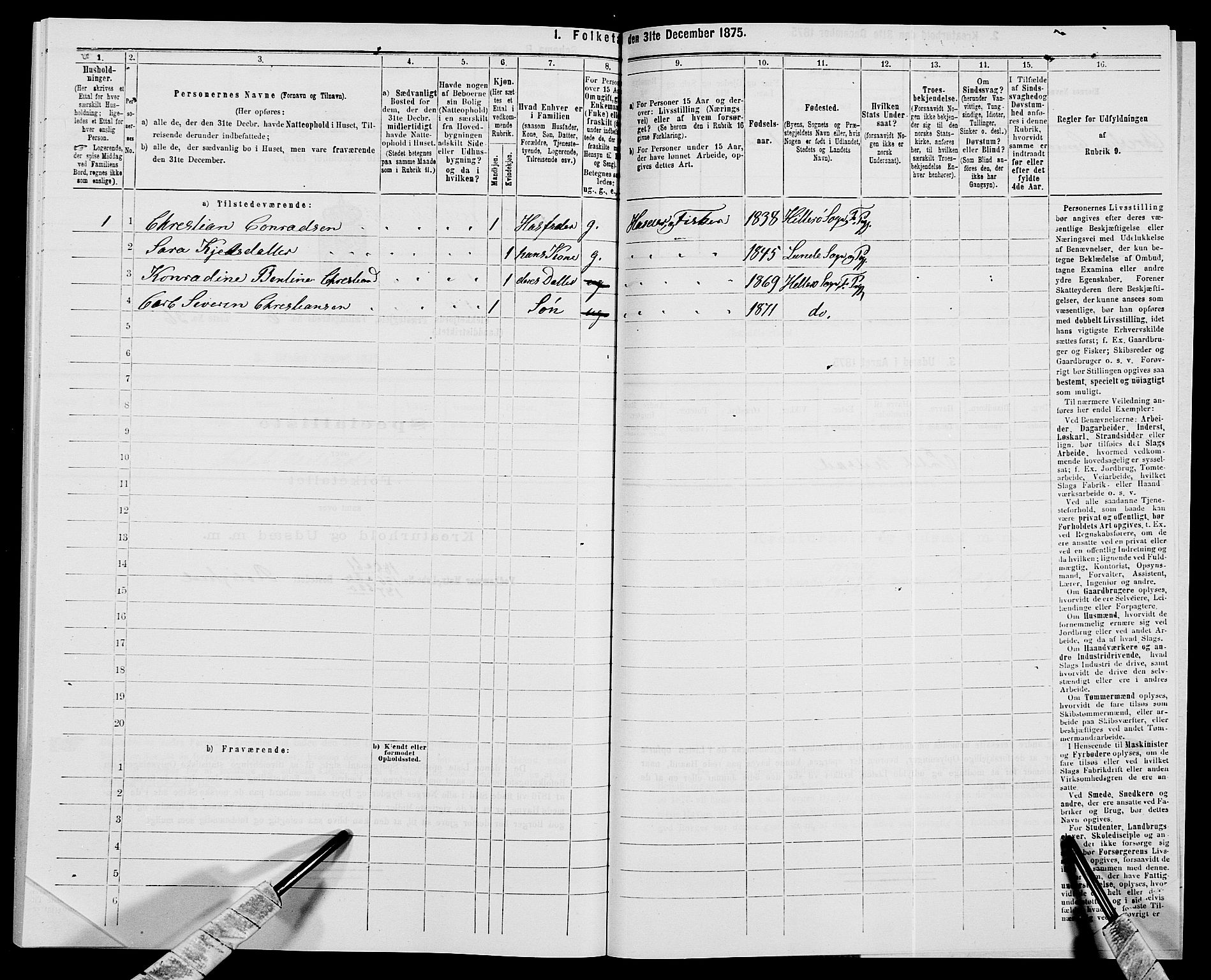 SAK, Folketelling 1875 for 1042L Flekkefjord prestegjeld, Nes sokn og Hidra sokn, 1875, s. 858