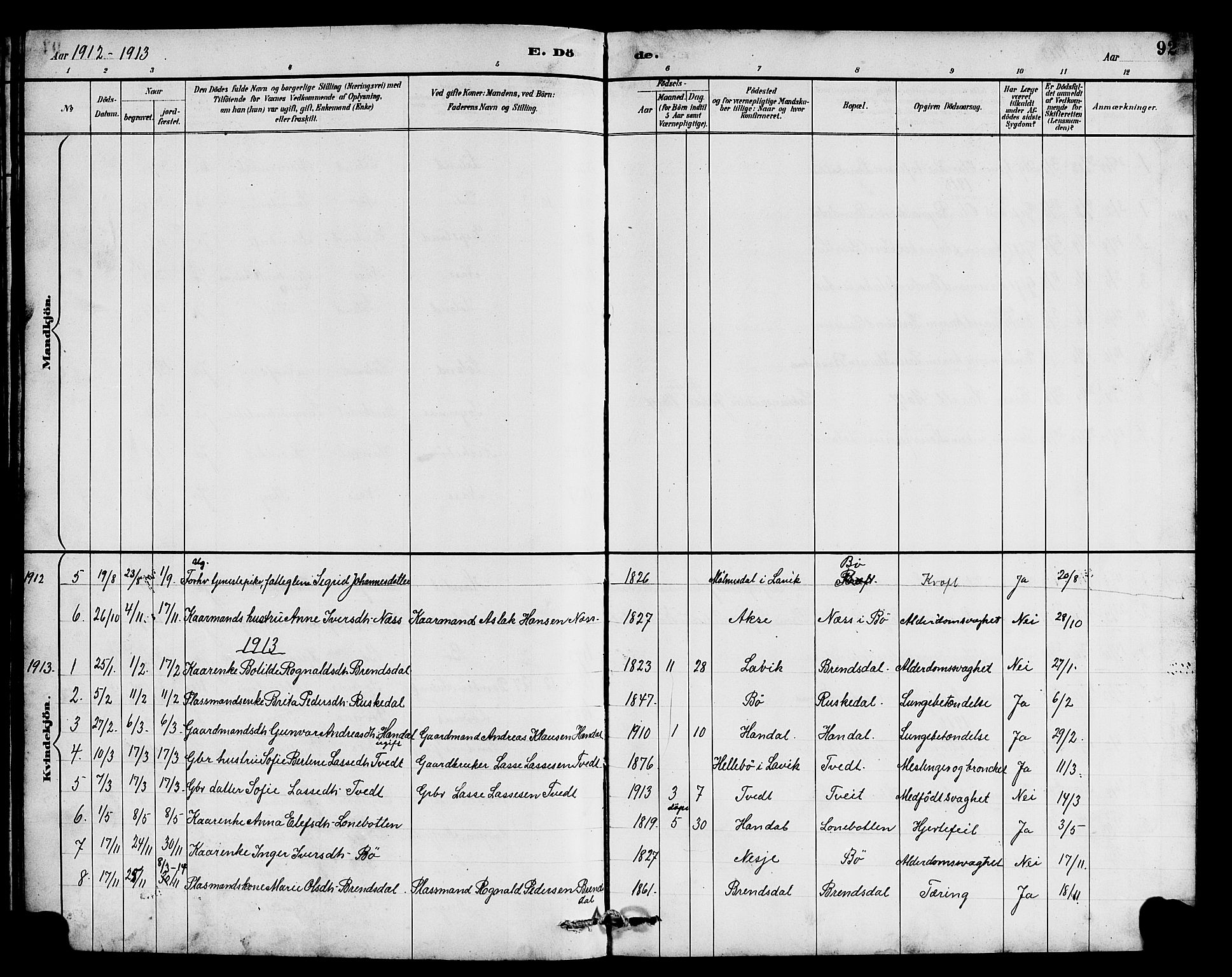 Hyllestad sokneprestembete, AV/SAB-A-80401: Klokkerbok nr. B 2, 1889-1915, s. 92