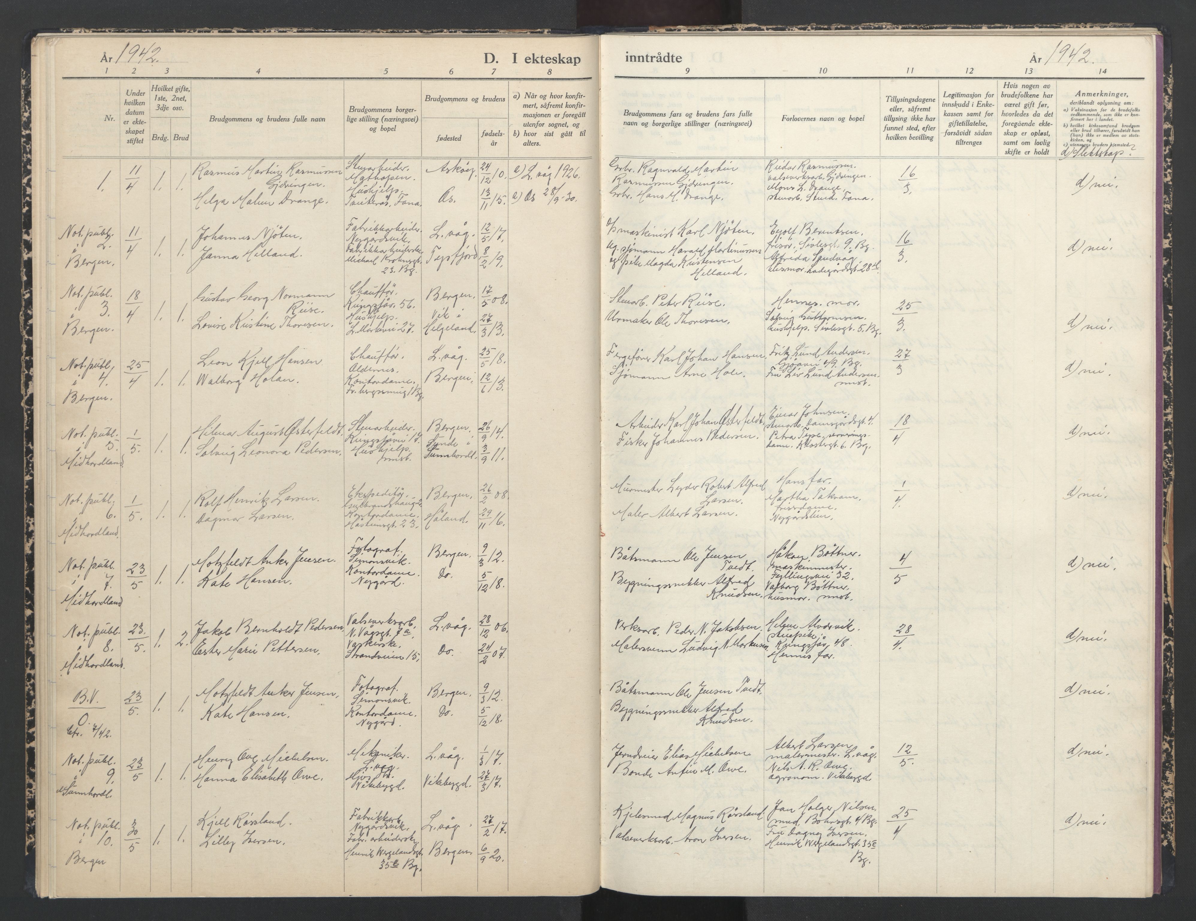 Laksevåg Sokneprestembete, AV/SAB-A-76501/H/Ha/Haa/Haaa/L0003: Ministerialbok nr. A 3, 1942-1943