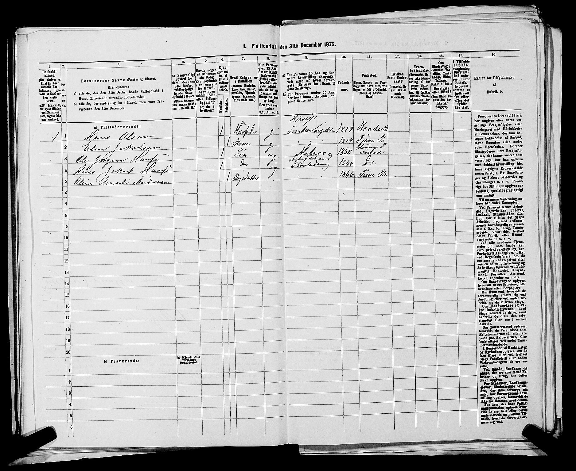 RA, Folketelling 1875 for 0132L Fredrikstad prestegjeld, Glemmen sokn, 1875, s. 994