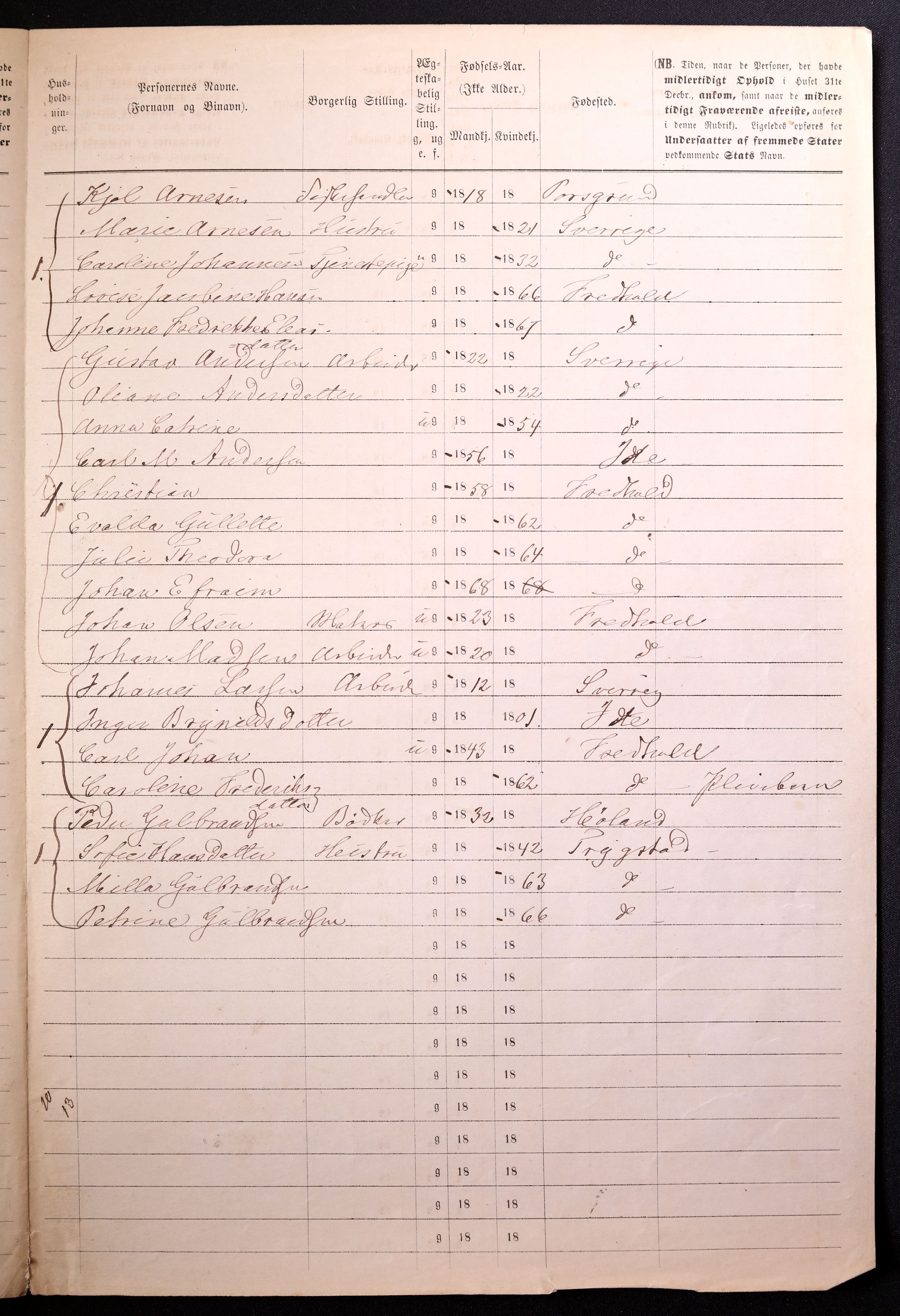 RA, Folketelling 1870 for 0101 Fredrikshald kjøpstad, 1870, s. 252