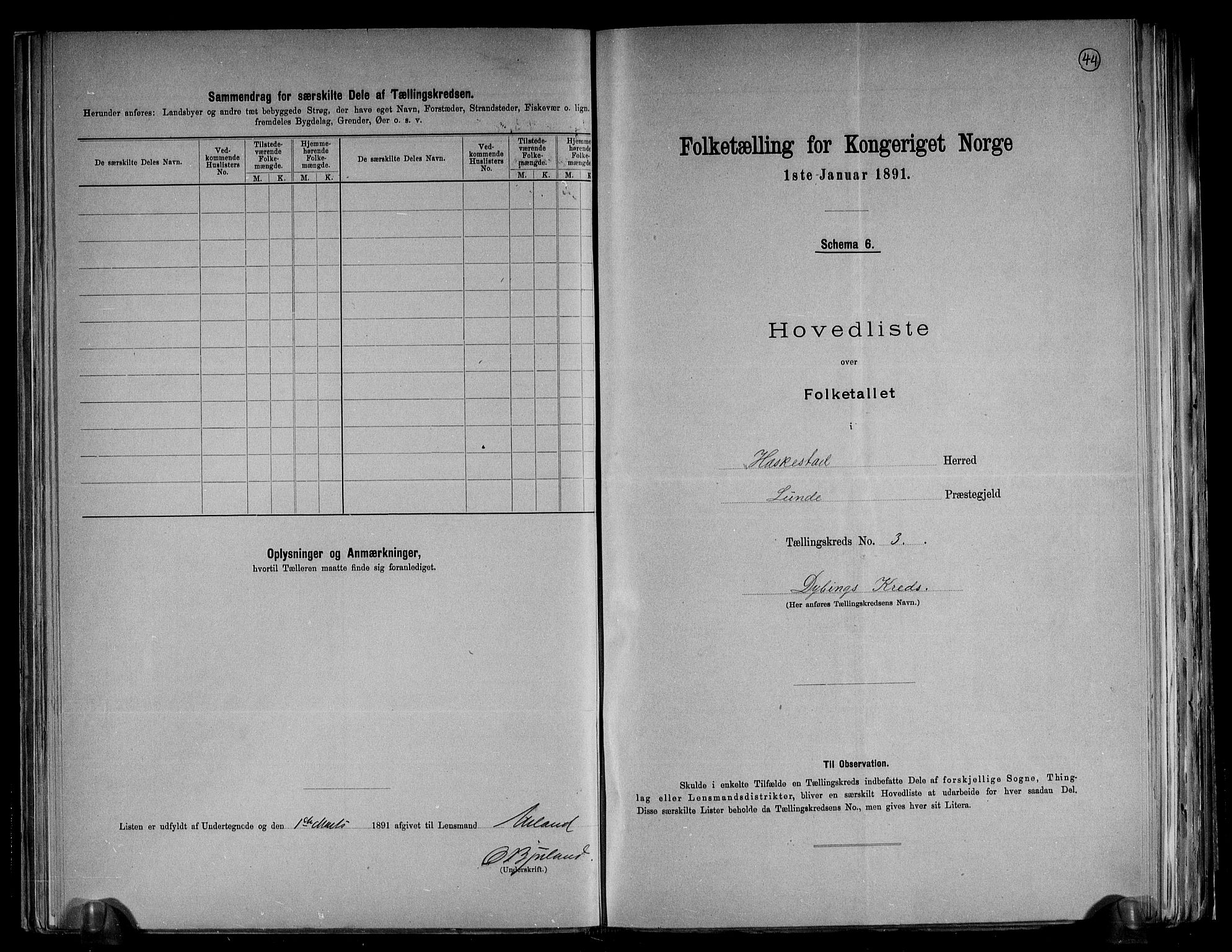 RA, Folketelling 1891 for 1113 Heskestad herred, 1891, s. 9