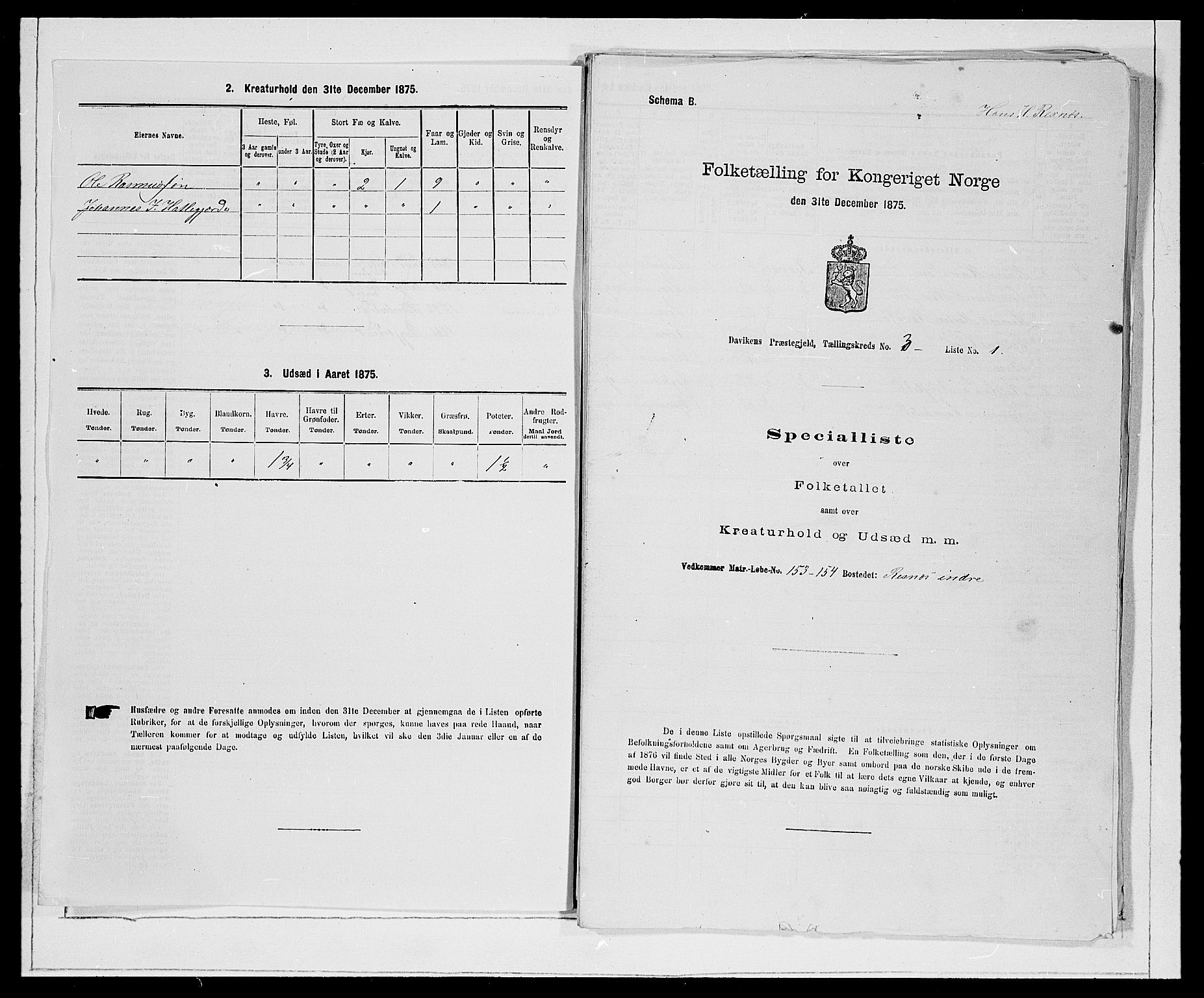 SAB, Folketelling 1875 for 1442P Davik prestegjeld, 1875, s. 300