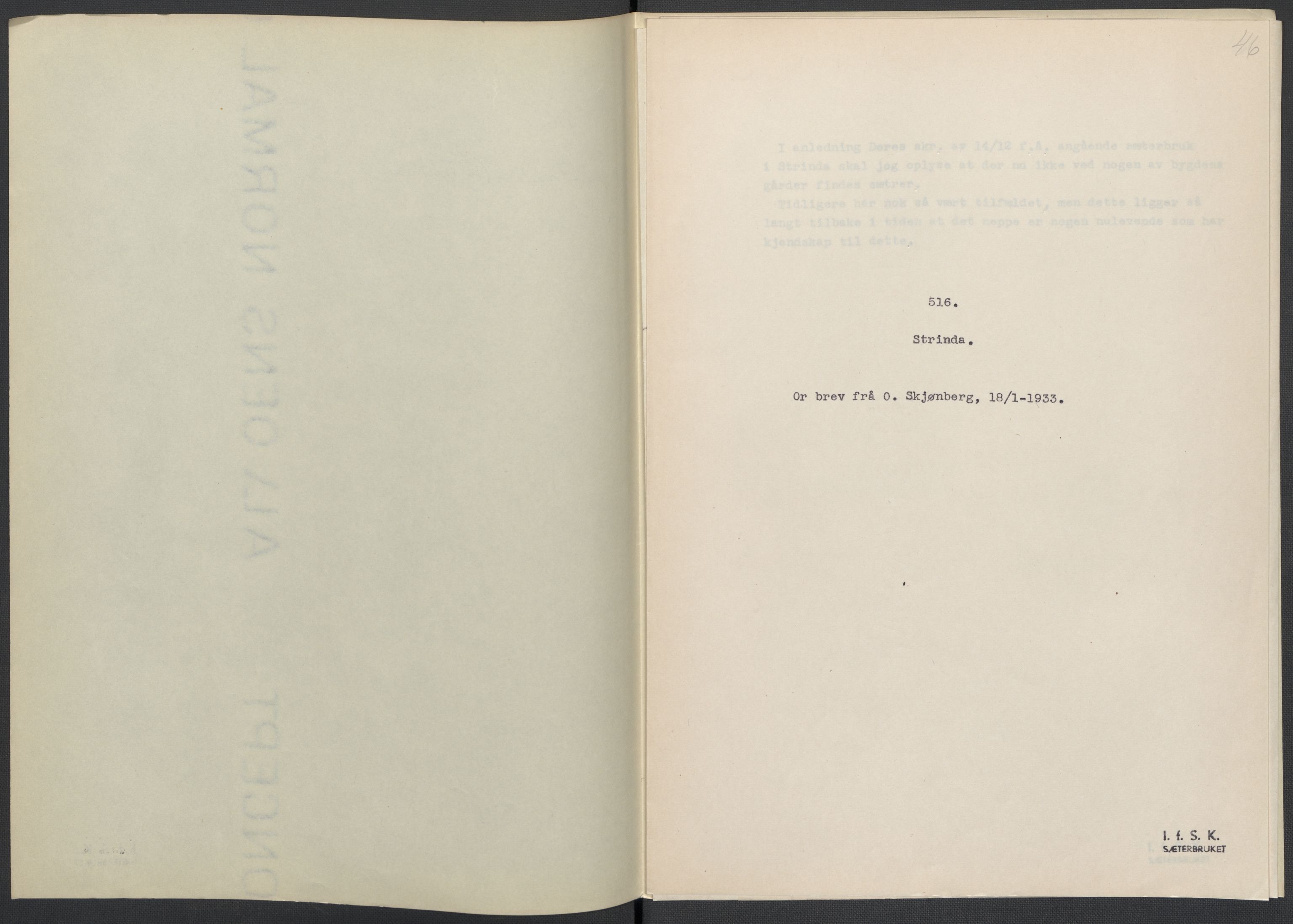 Instituttet for sammenlignende kulturforskning, RA/PA-0424/F/Fc/L0014/0003: Eske B14: / Sør-Trøndelag (perm XLI), 1933-1935, s. 46