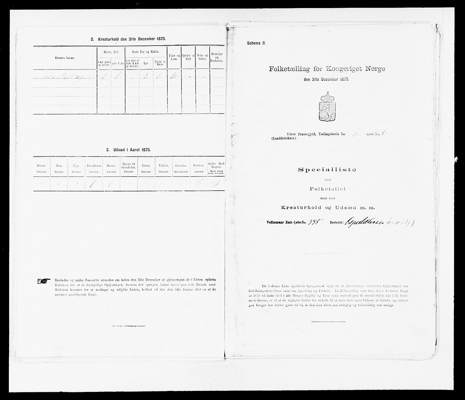 SAB, Folketelling 1875 for 1437L Kinn prestegjeld, Kinn sokn og Svanøy sokn, 1875, s. 613