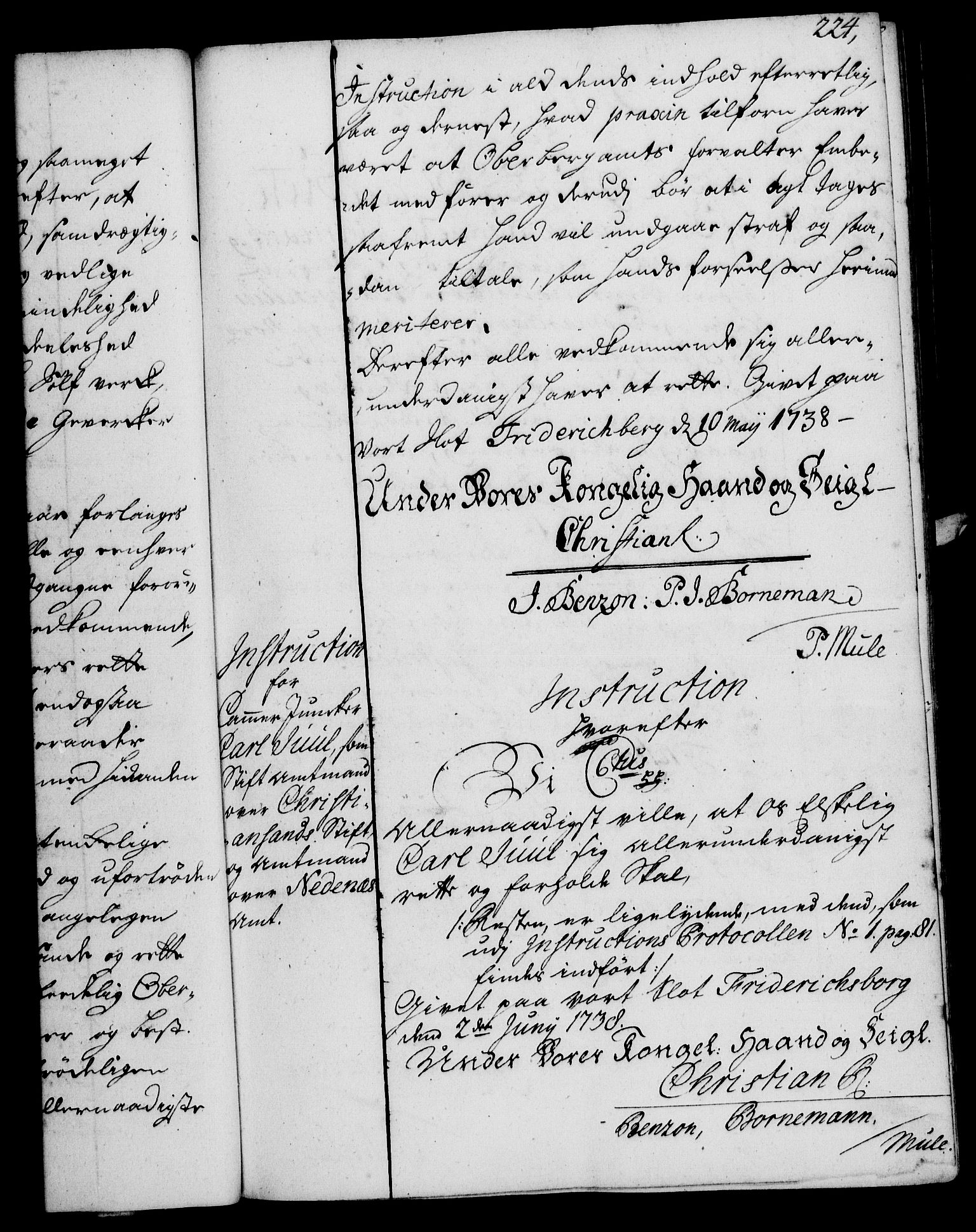 Rentekammeret, Kammerkanselliet, AV/RA-EA-3111/G/Gg/Ggi/L0002: Norsk instruksjonsprotokoll med register (merket RK 53.35), 1729-1751, s. 224