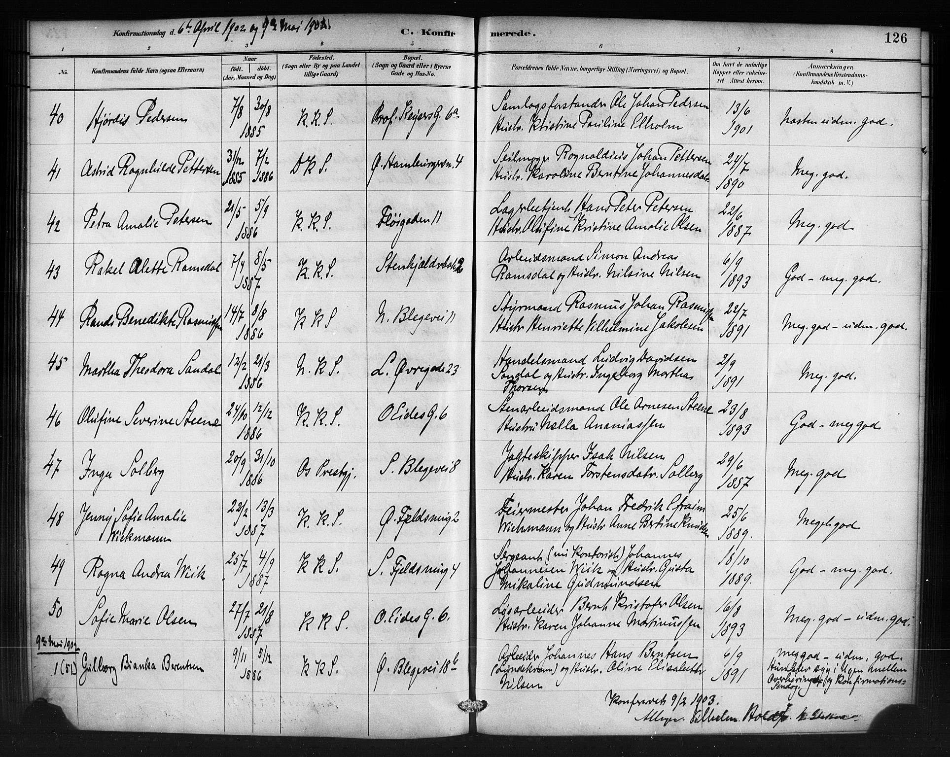Korskirken sokneprestembete, AV/SAB-A-76101/H/Haa/L0071: Residerende kapellans bok nr. A 6, 1885-1912, s. 126