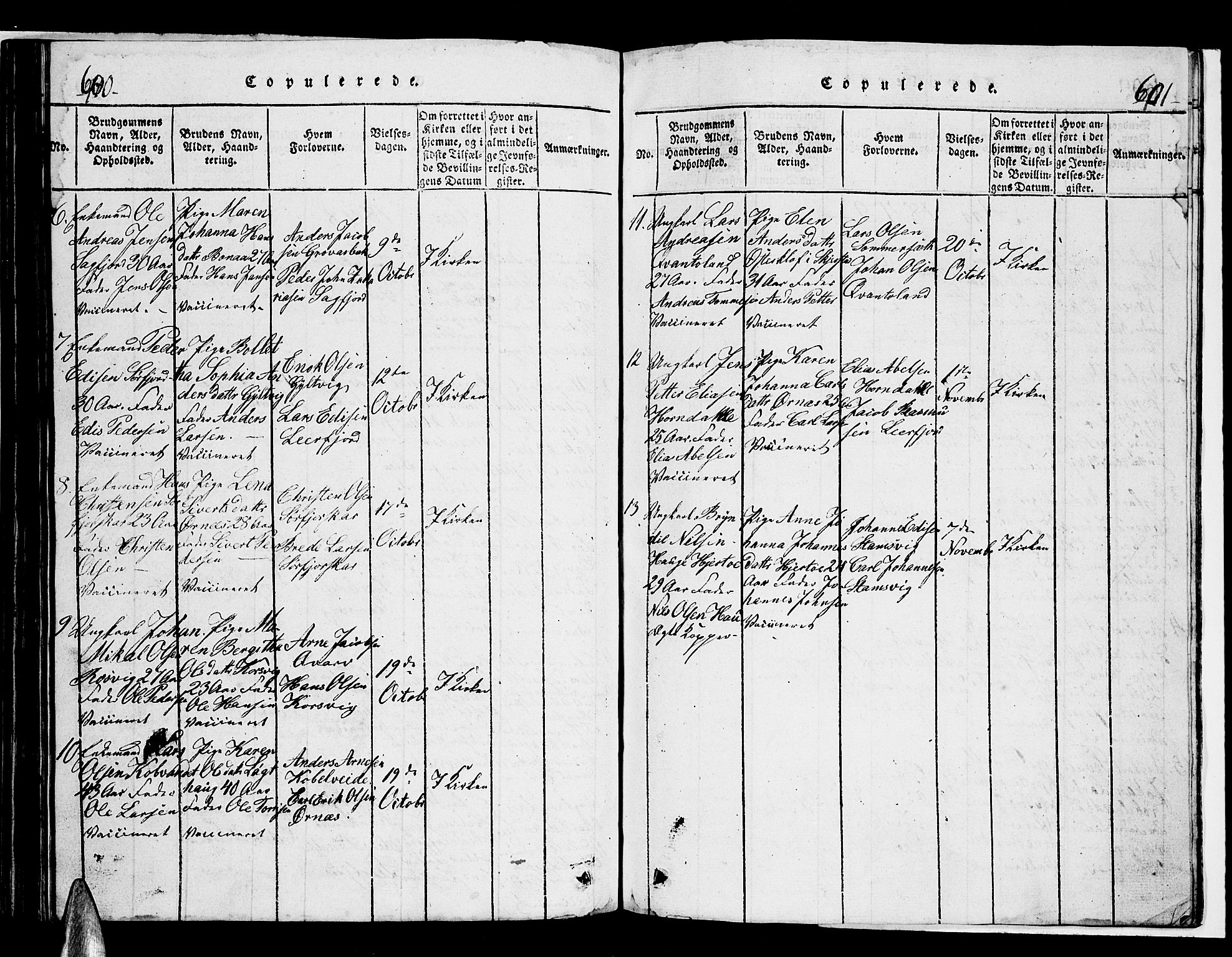 Ministerialprotokoller, klokkerbøker og fødselsregistre - Nordland, AV/SAT-A-1459/853/L0773: Klokkerbok nr. 853C01, 1821-1859, s. 600-601