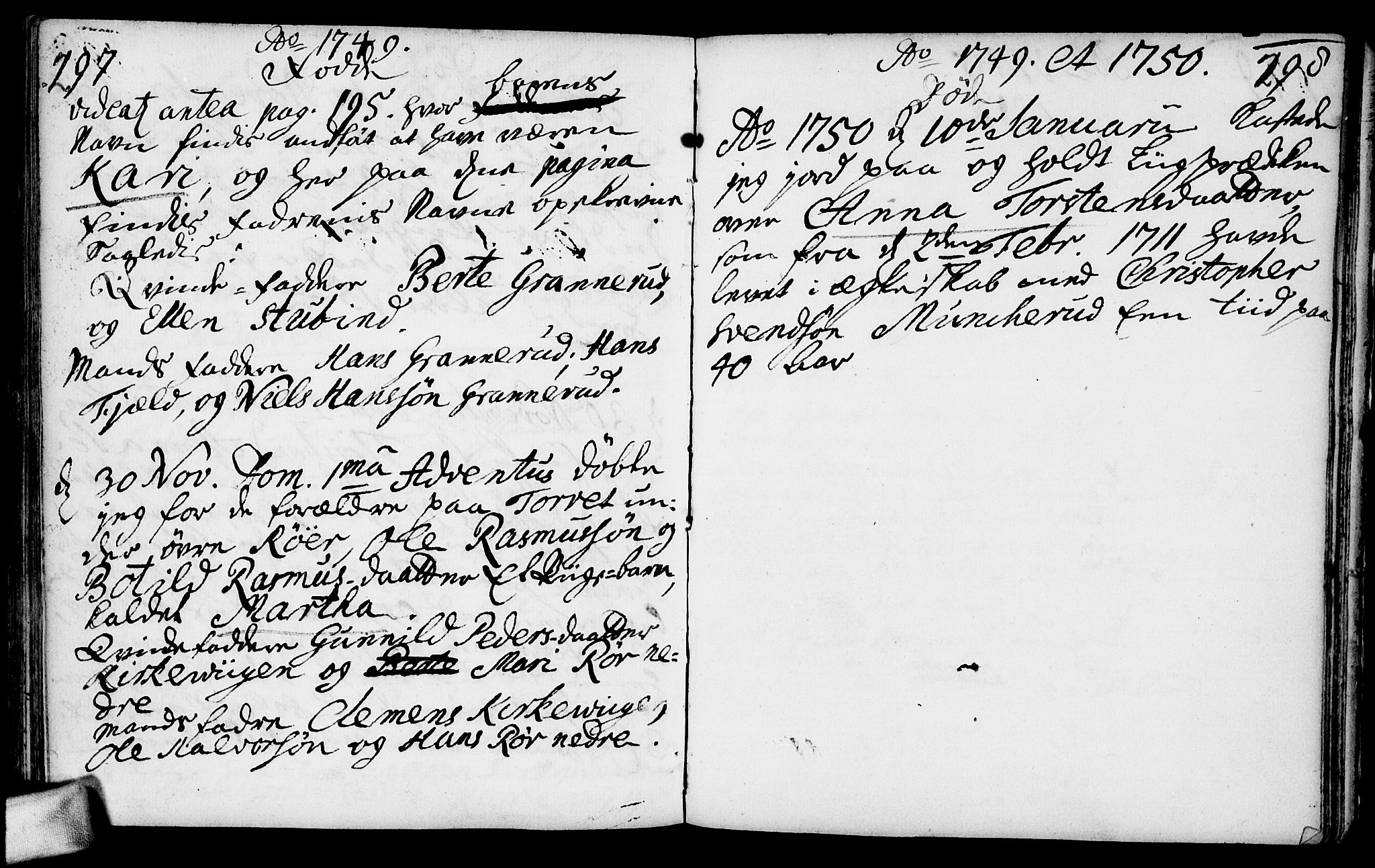 Nesodden prestekontor Kirkebøker, AV/SAO-A-10013/F/Fa/L0001: Ministerialbok nr. I 1, 1709-1750, s. 297-298