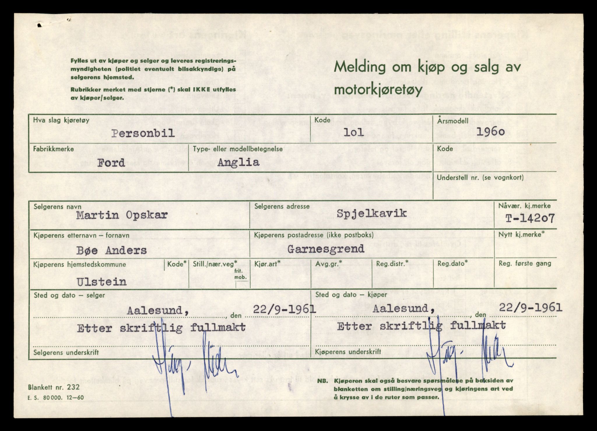 Møre og Romsdal vegkontor - Ålesund trafikkstasjon, AV/SAT-A-4099/F/Fe/L0044: Registreringskort for kjøretøy T 14205 - T 14319, 1927-1998, s. 73