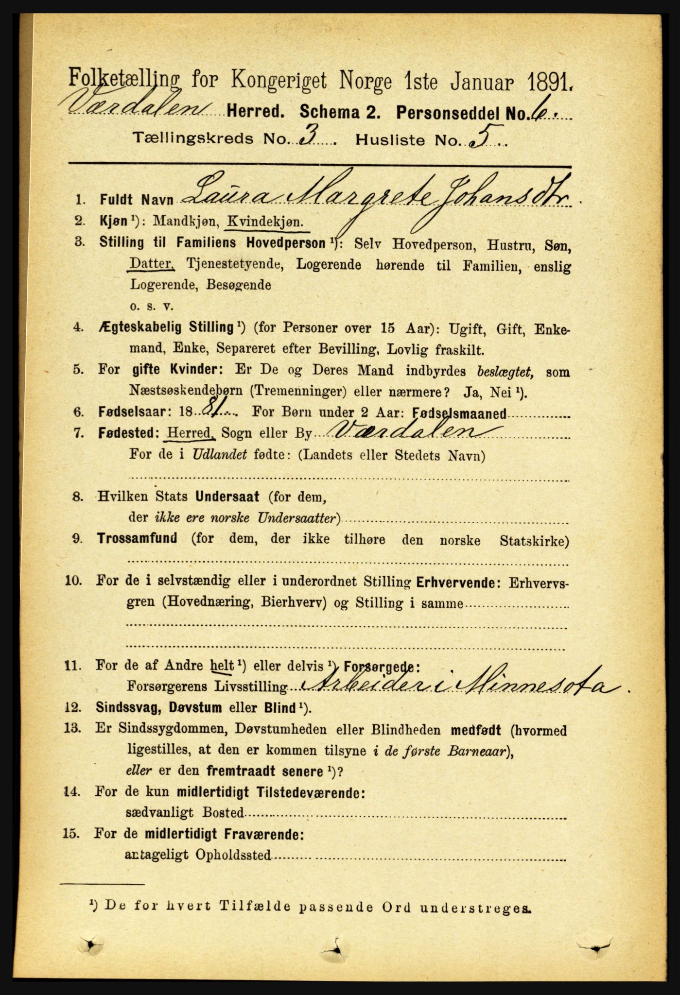 RA, Folketelling 1891 for 1721 Verdal herred, 1891, s. 1801