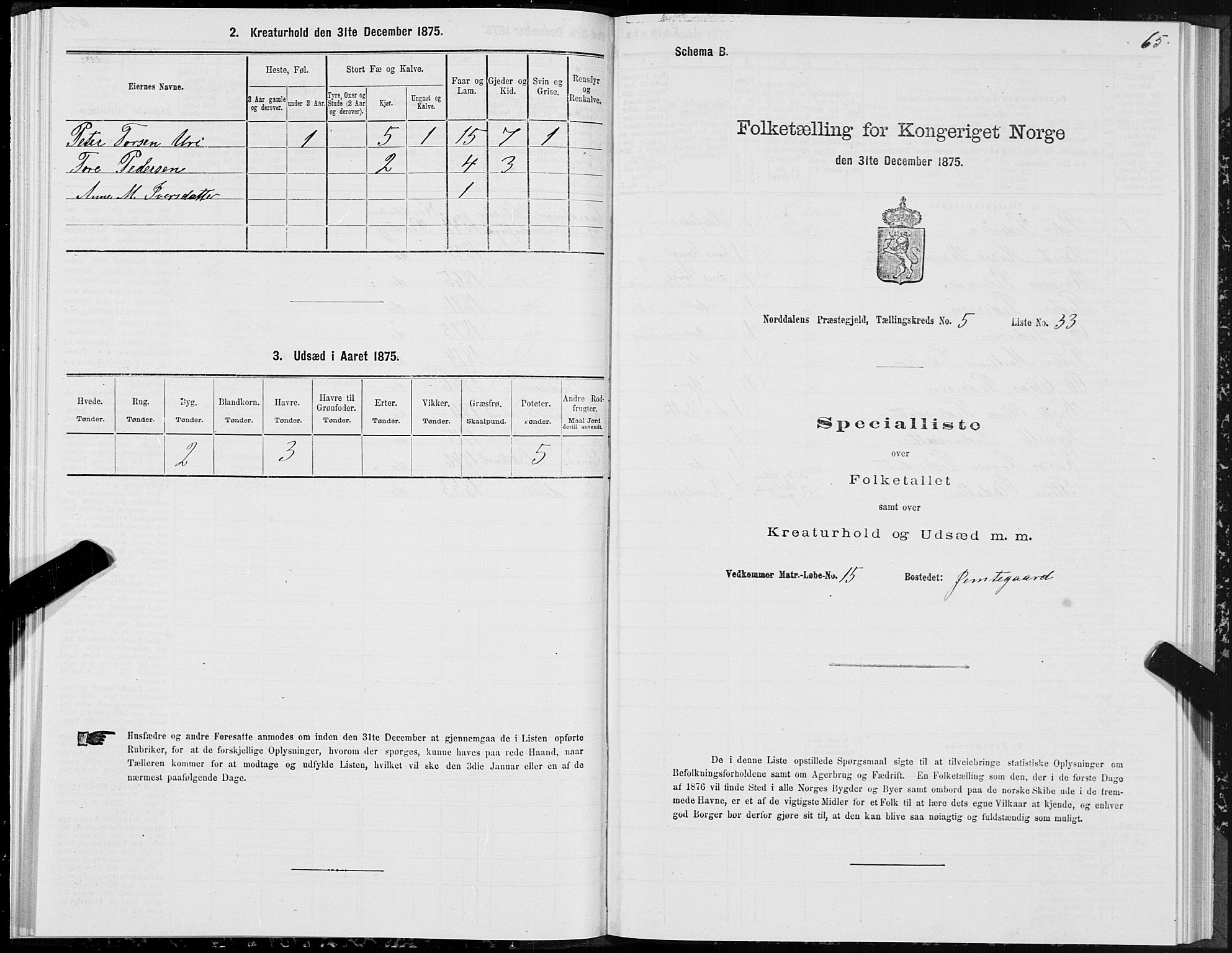 SAT, Folketelling 1875 for 1524P Norddal prestegjeld, 1875, s. 3065