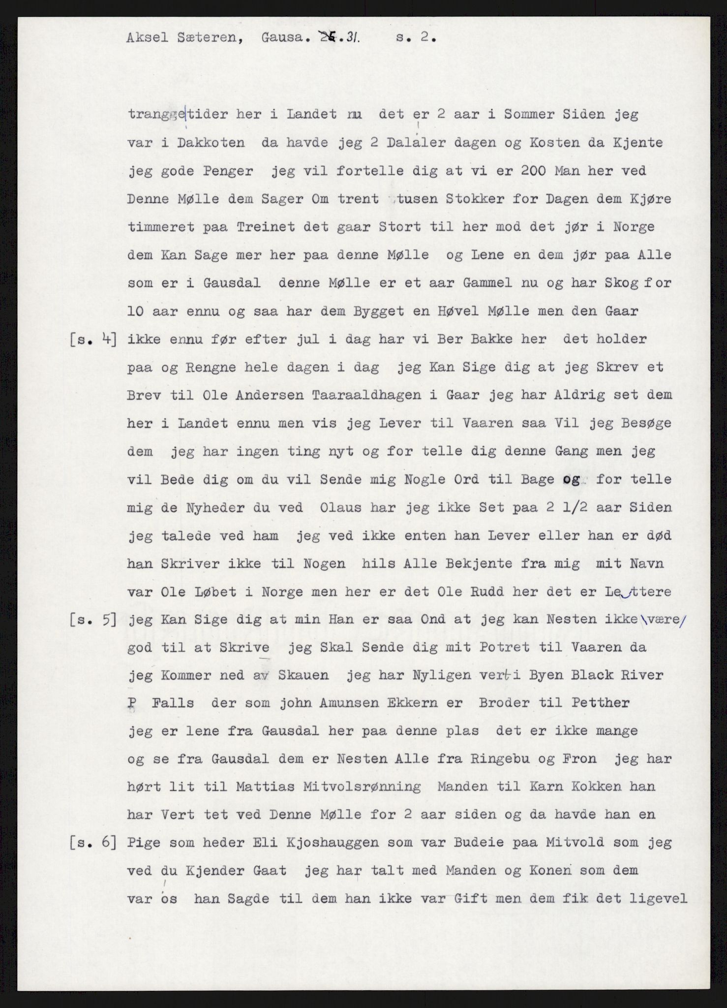 Samlinger til kildeutgivelse, Amerikabrevene, AV/RA-EA-4057/F/L0015: Innlån fra Oppland: Sæteren - Vigerust, 1838-1914, s. 235