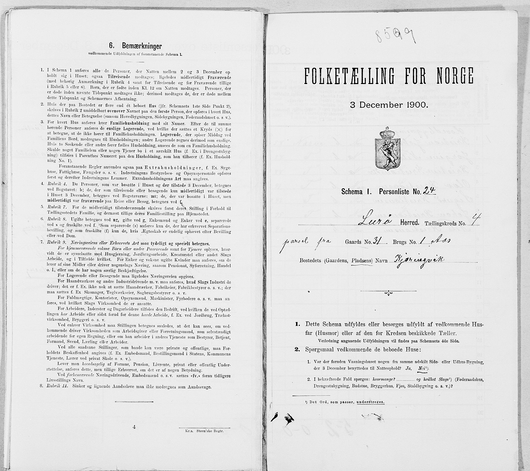 SAT, Folketelling 1900 for 1834 Lurøy herred, 1900, s. 592