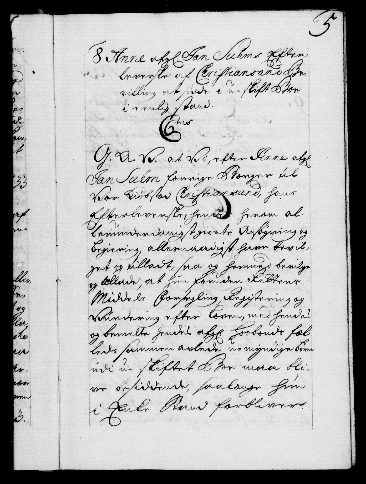 Danske Kanselli 1572-1799, AV/RA-EA-3023/F/Fc/Fca/Fcaa/L0028: Norske registre, 1733-1734, s. 5a