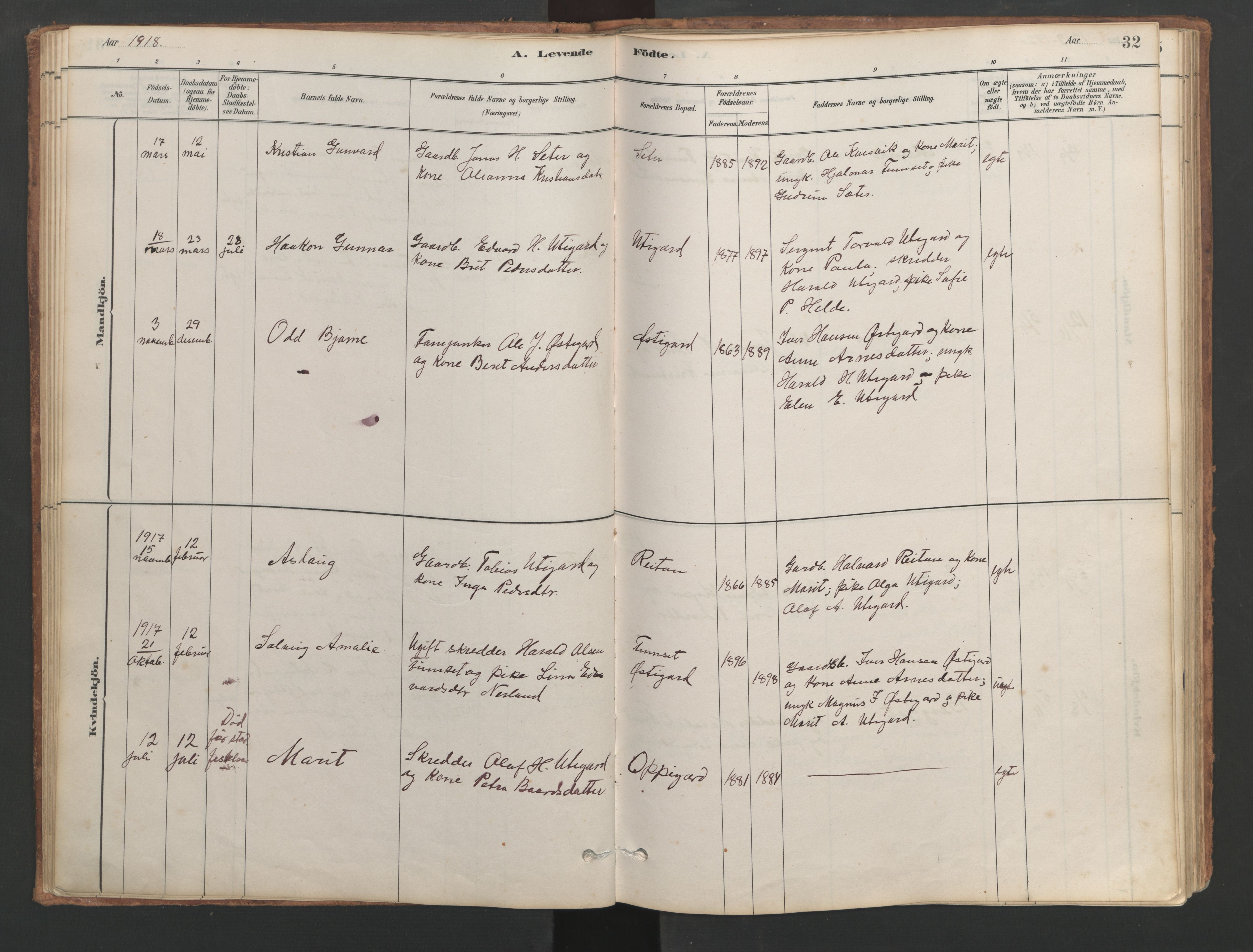 Ministerialprotokoller, klokkerbøker og fødselsregistre - Møre og Romsdal, SAT/A-1454/553/L0642: Klokkerbok nr. 553C01, 1880-1968, s. 32