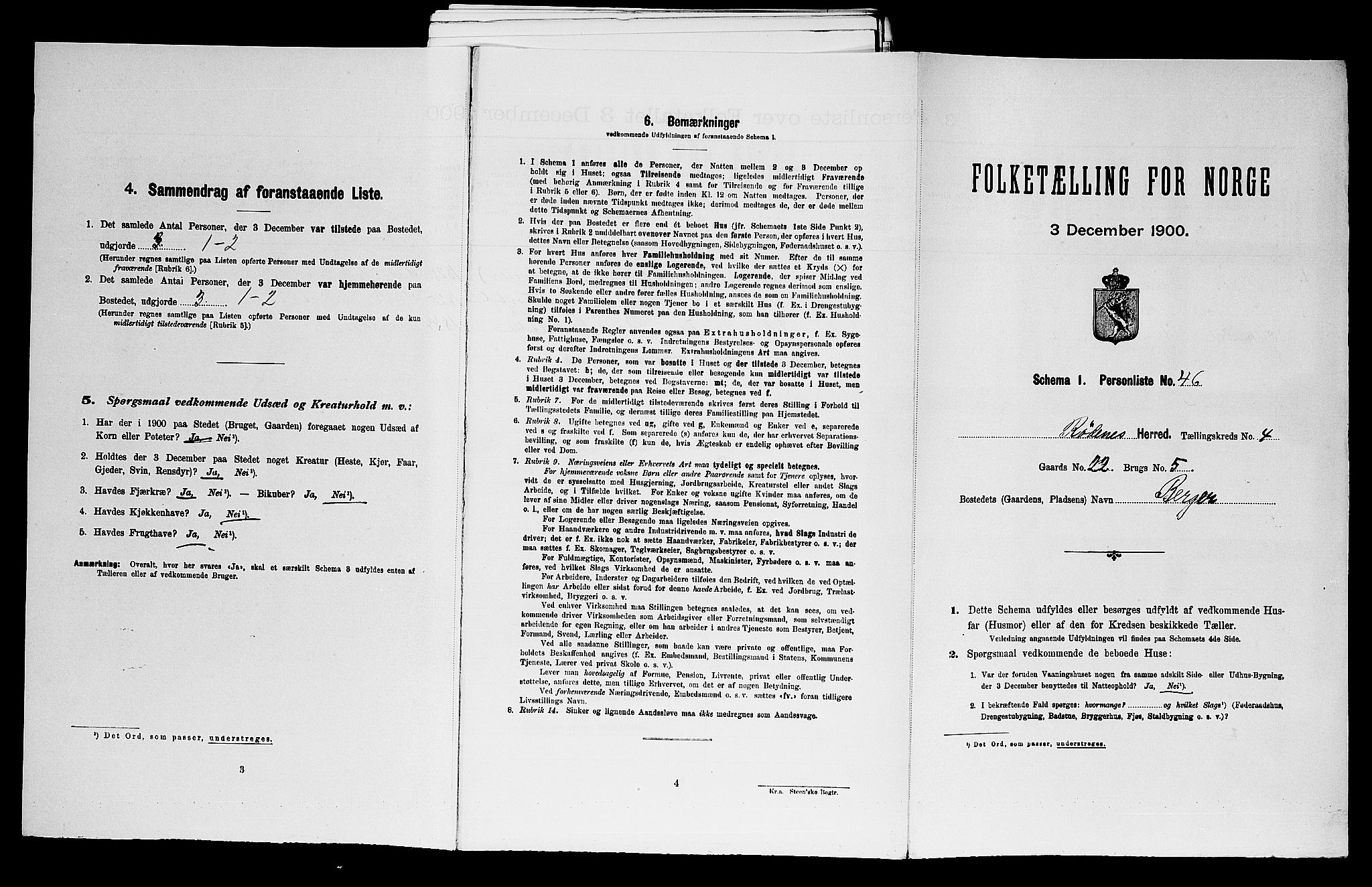 SAO, Folketelling 1900 for 0120 Rødenes herred, 1900