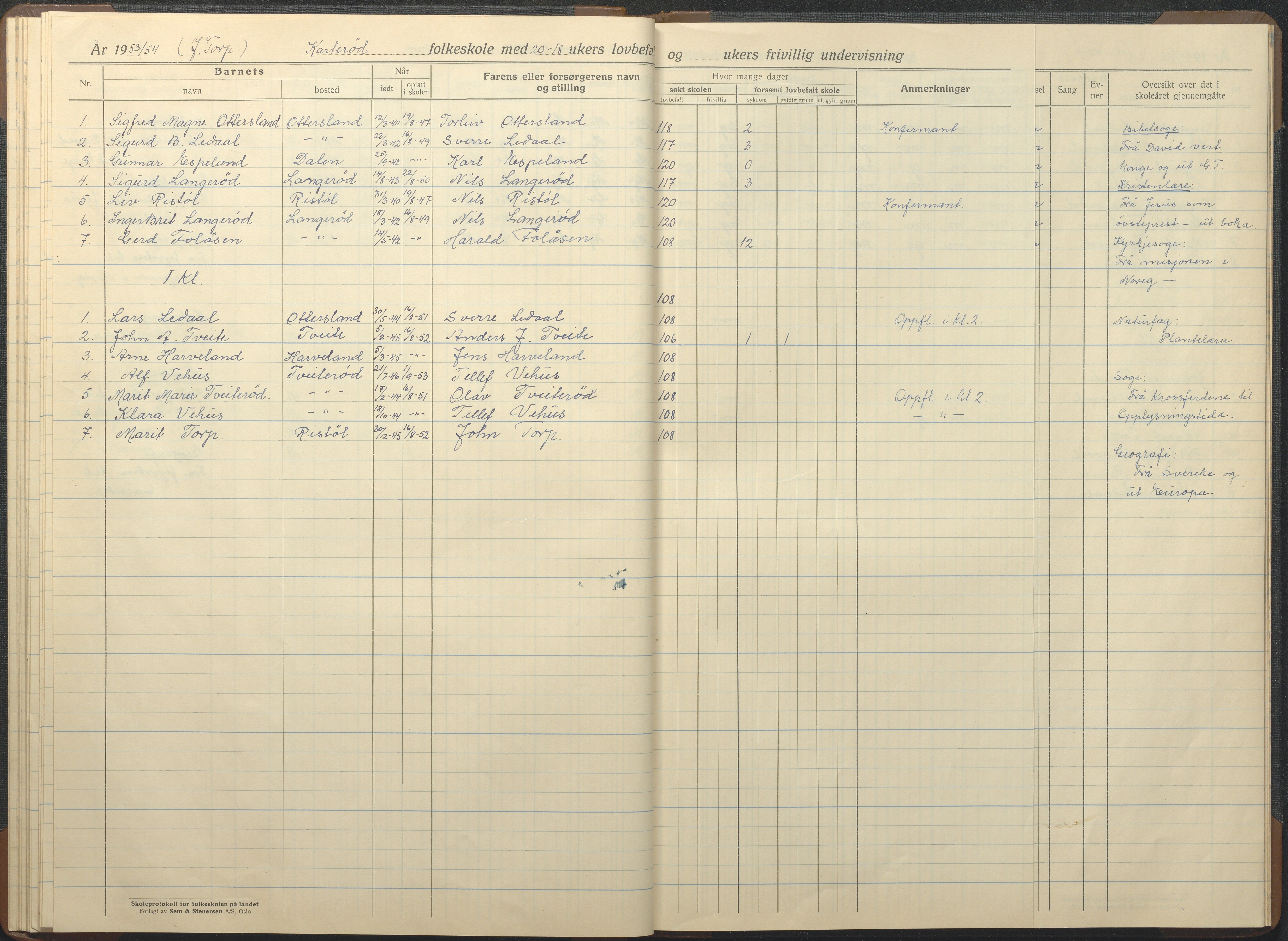 Austre Moland kommune, AAKS/KA0918-PK/09/09c/L0010: Skoleprotokoll, 1938-1955