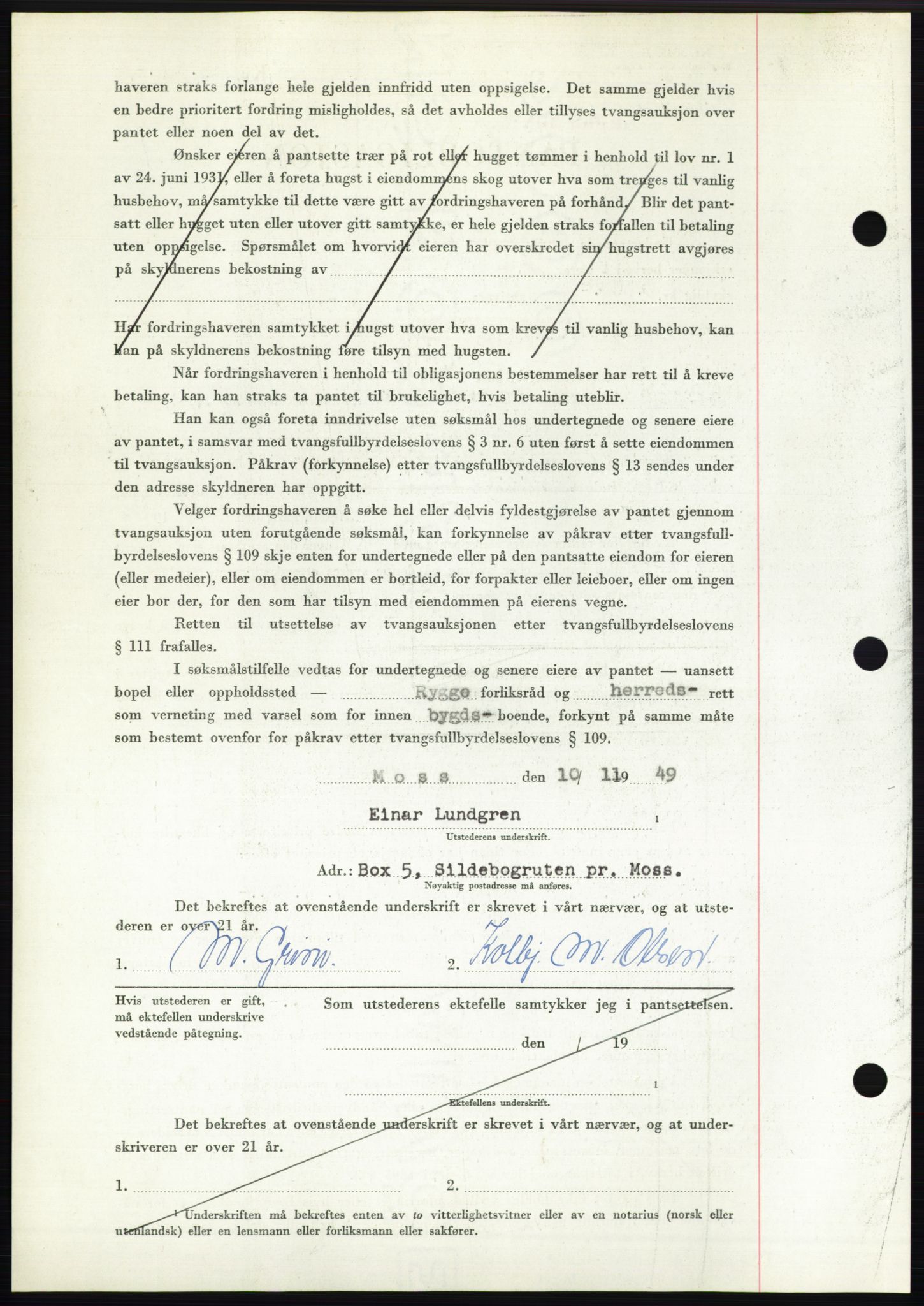Moss sorenskriveri, SAO/A-10168: Pantebok nr. B23, 1949-1950, Dagboknr: 3466/1949