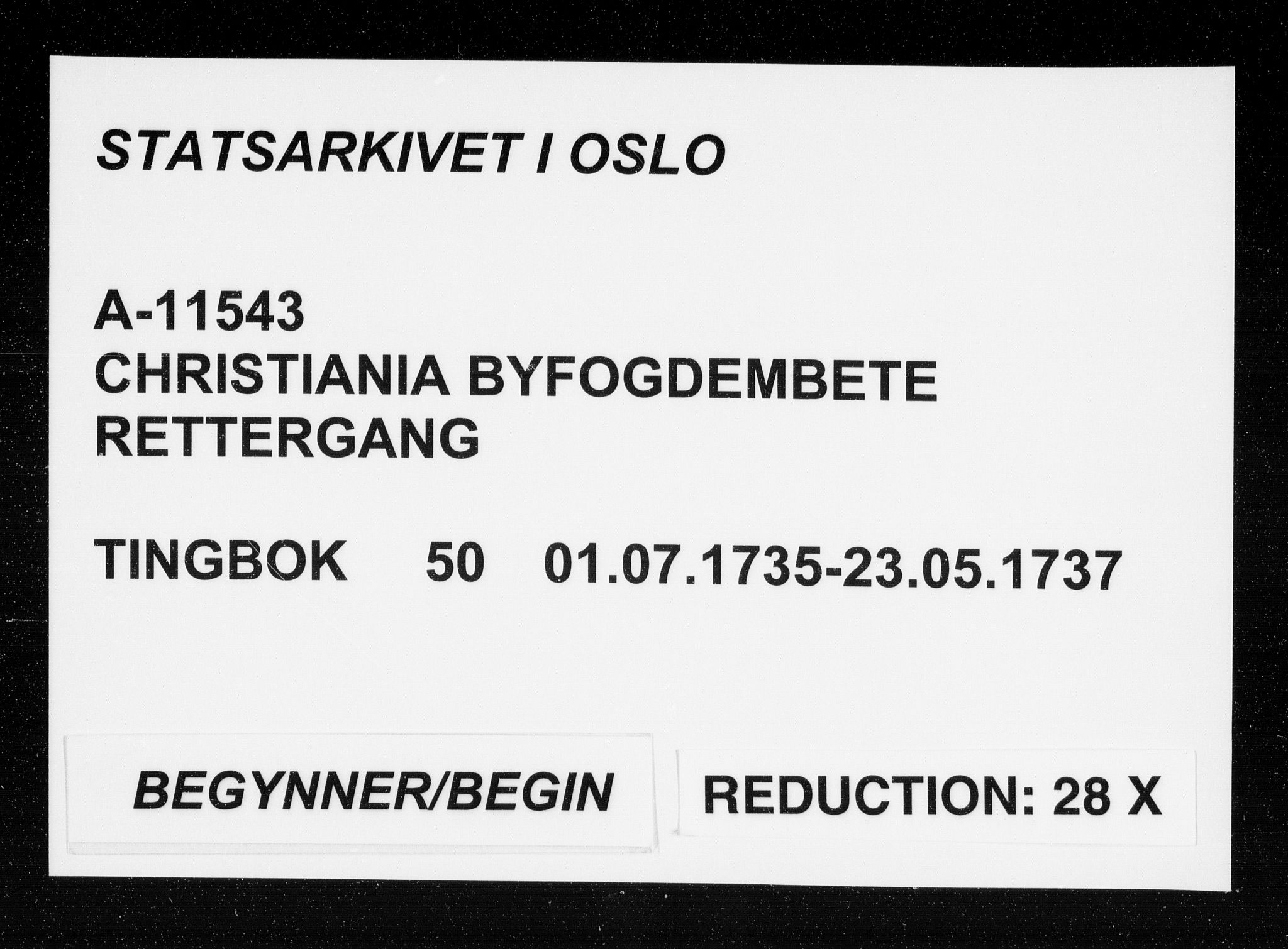 Christiania byfogd, SAO/A-11543/F/Fb/L0050: Tingbok, 1735-1737