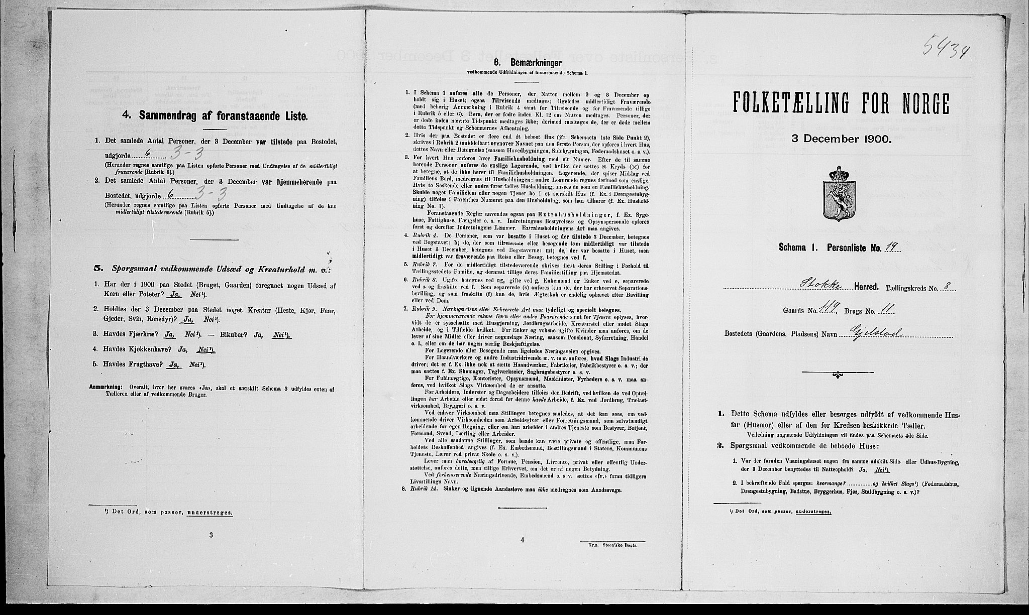 RA, Folketelling 1900 for 0720 Stokke herred, 1900, s. 1436