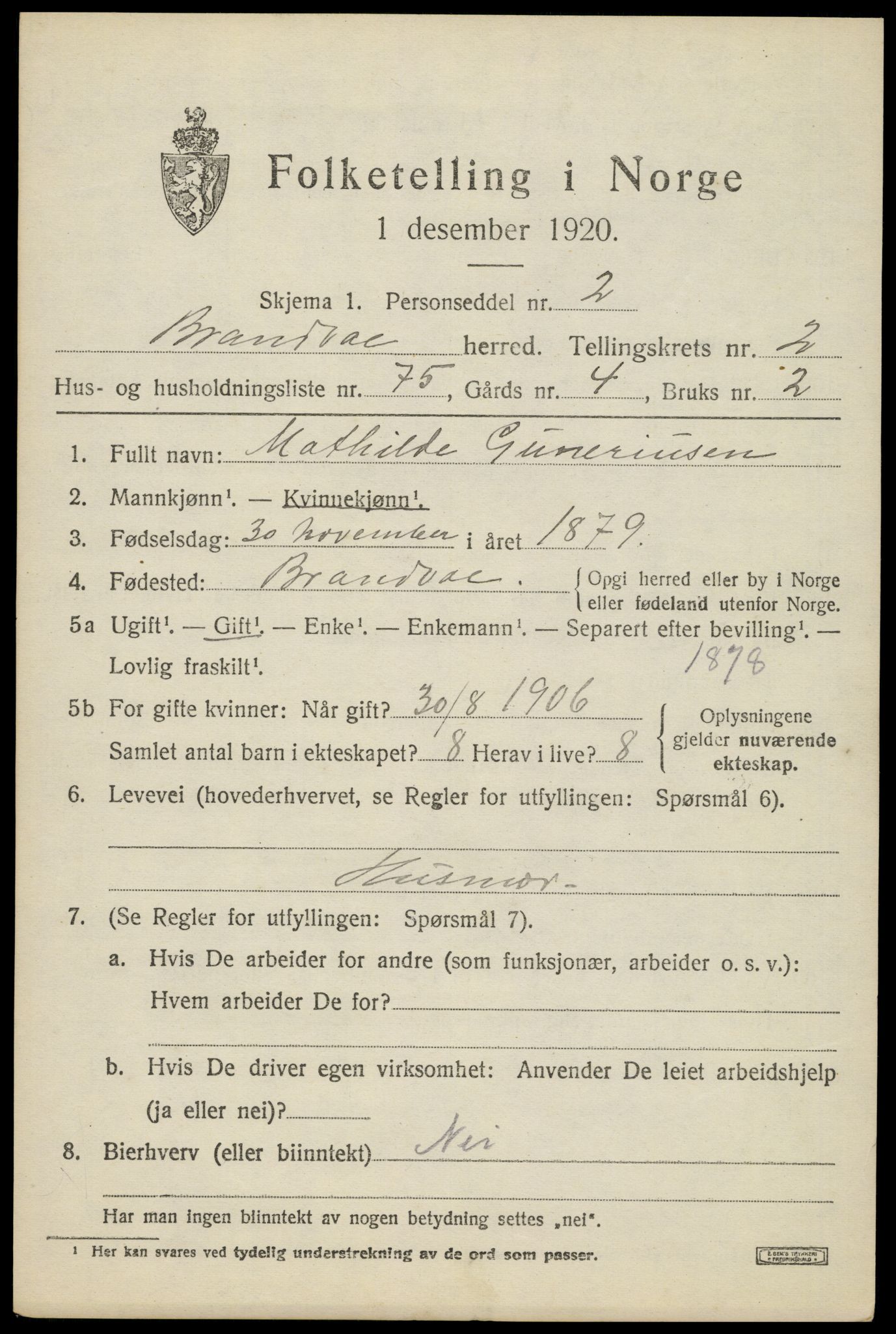 SAH, Folketelling 1920 for 0422 Brandval herred, 1920, s. 2982