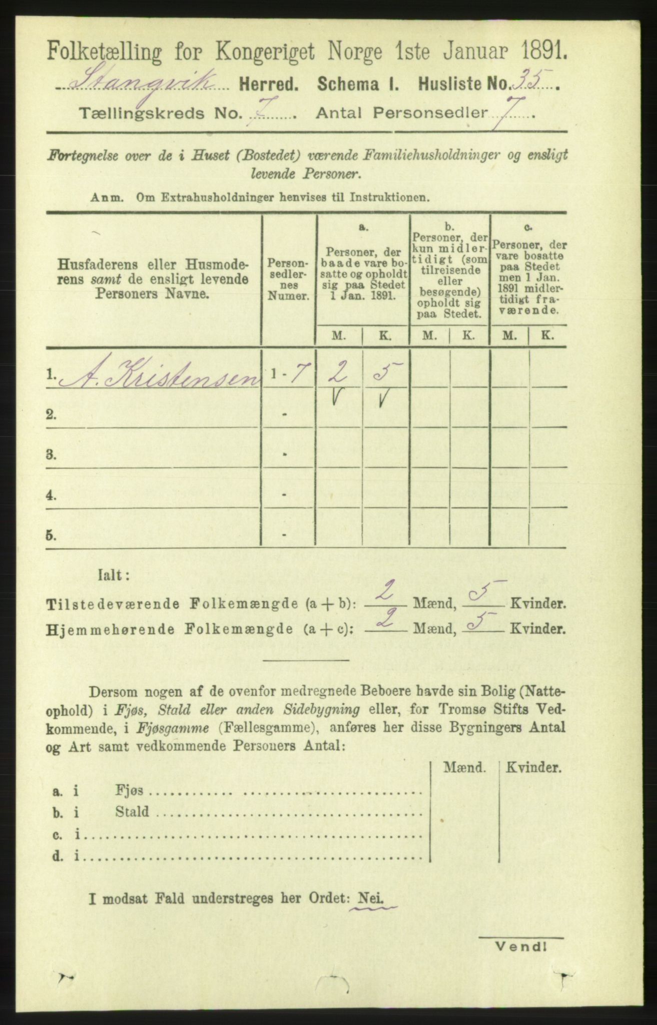 RA, Folketelling 1891 for 1564 Stangvik herred, 1891, s. 3007