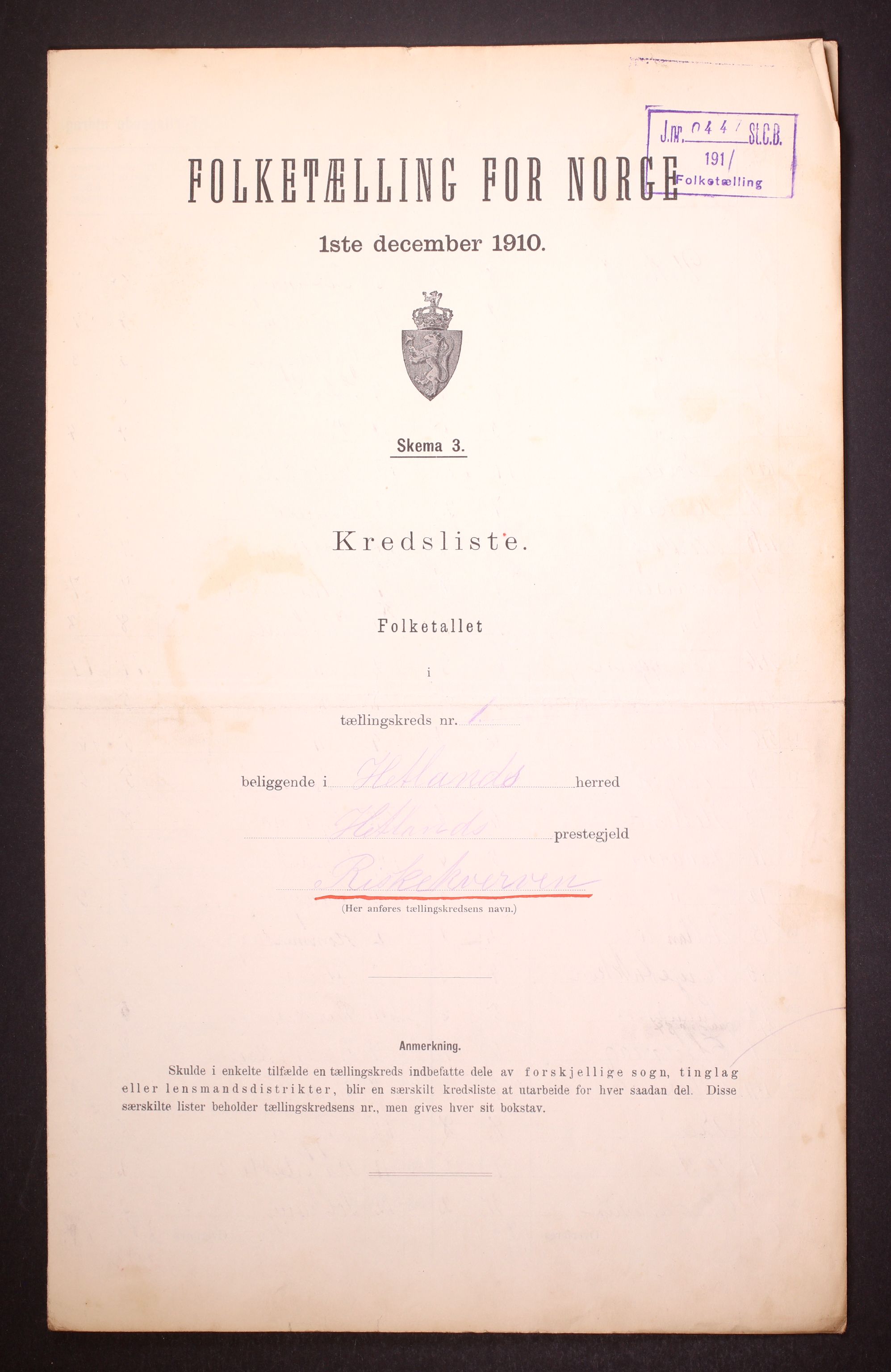 RA, Folketelling 1910 for 1126 Hetland herred, 1910, s. 6