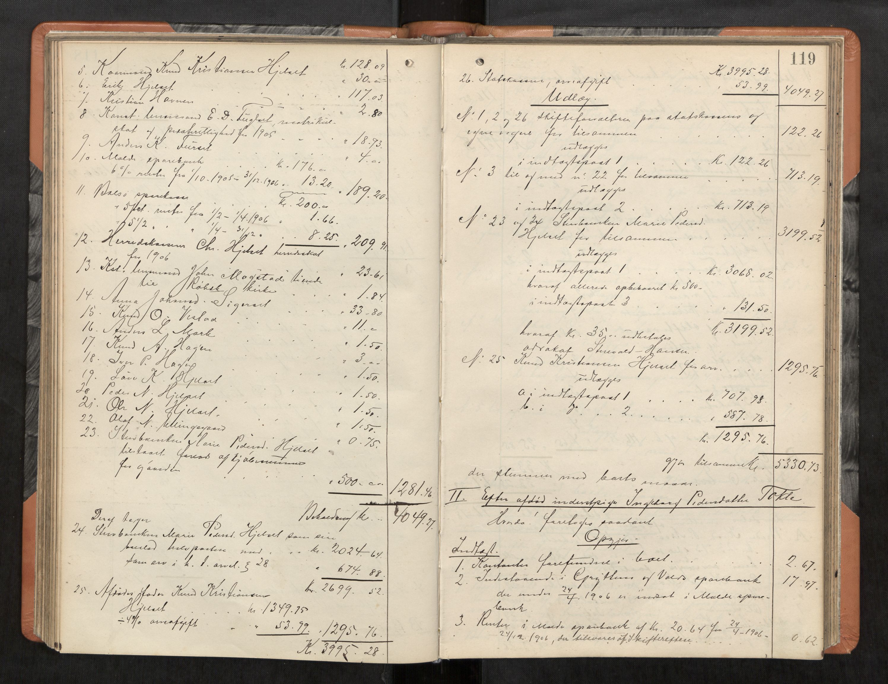 Romsdal sorenskriveri, AV/SAT-A-4149/1/3/3A/L0020: Skifteutlodnings Protokoll 6, 1905-1910, s. 119