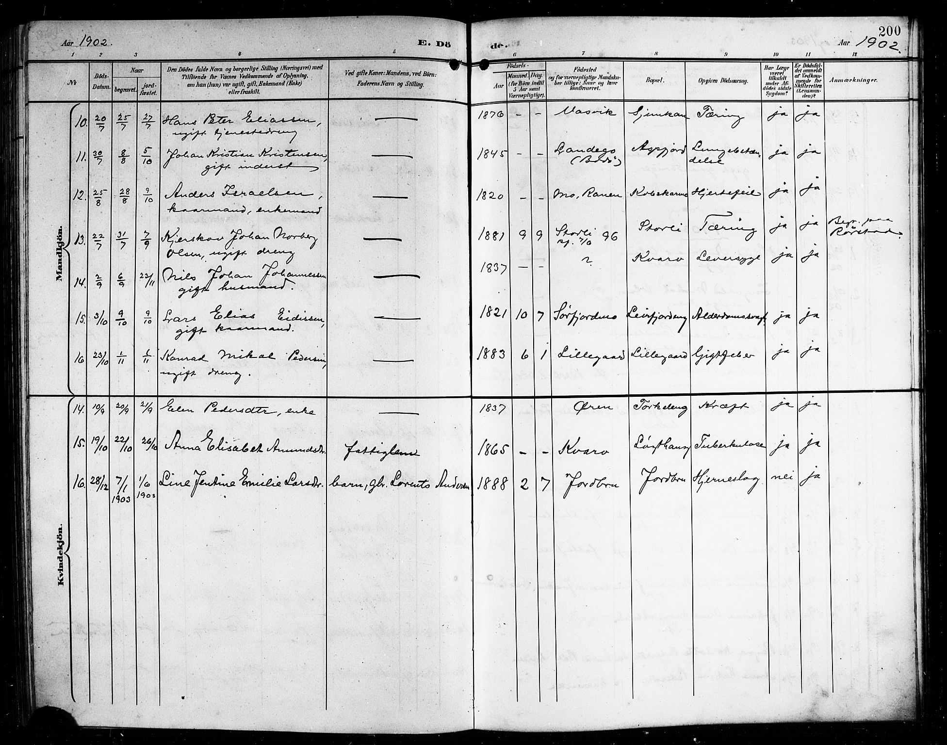 Ministerialprotokoller, klokkerbøker og fødselsregistre - Nordland, AV/SAT-A-1459/854/L0786: Klokkerbok nr. 854C02, 1901-1912, s. 200