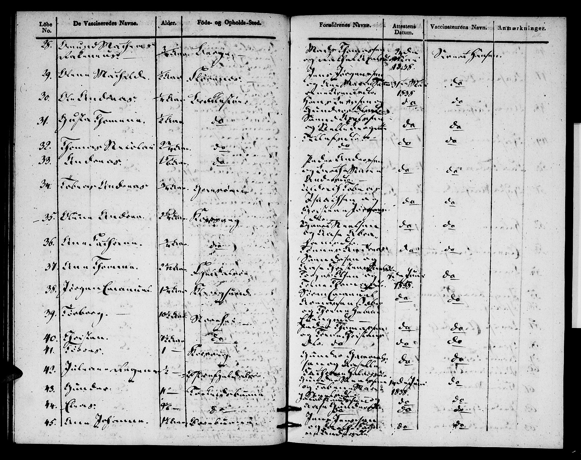 Vestre Moland sokneprestkontor, AV/SAK-1111-0046/F/Ff/L0002/0003: Vaksinasjonsprotokoll nr. A VI 3, 1830-1844