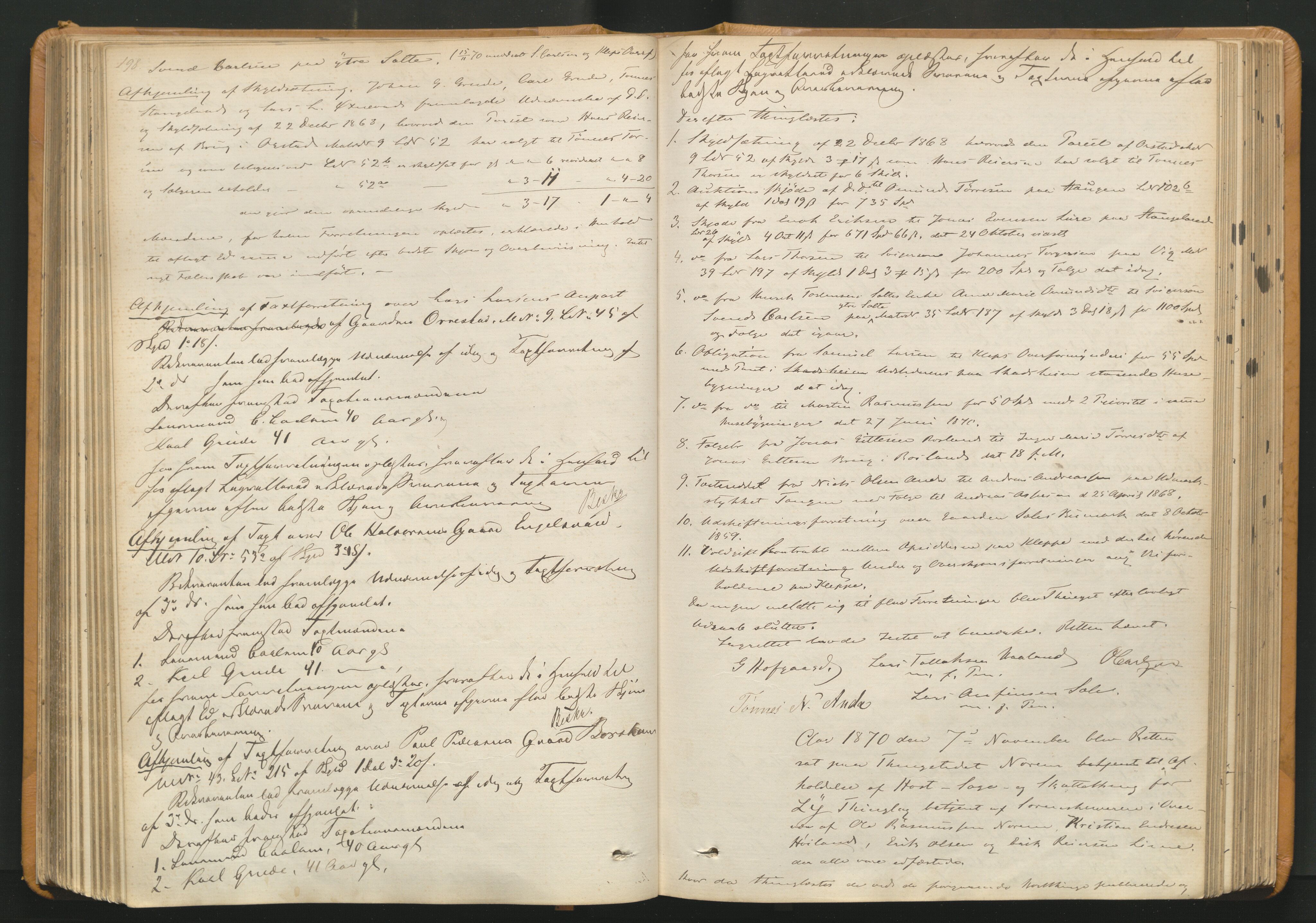 Jæren sorenskriveri, AV/SAST-A-100310/01/3/30/30BA/L0001: TINGBOK 7, 1868-1873, s. 198