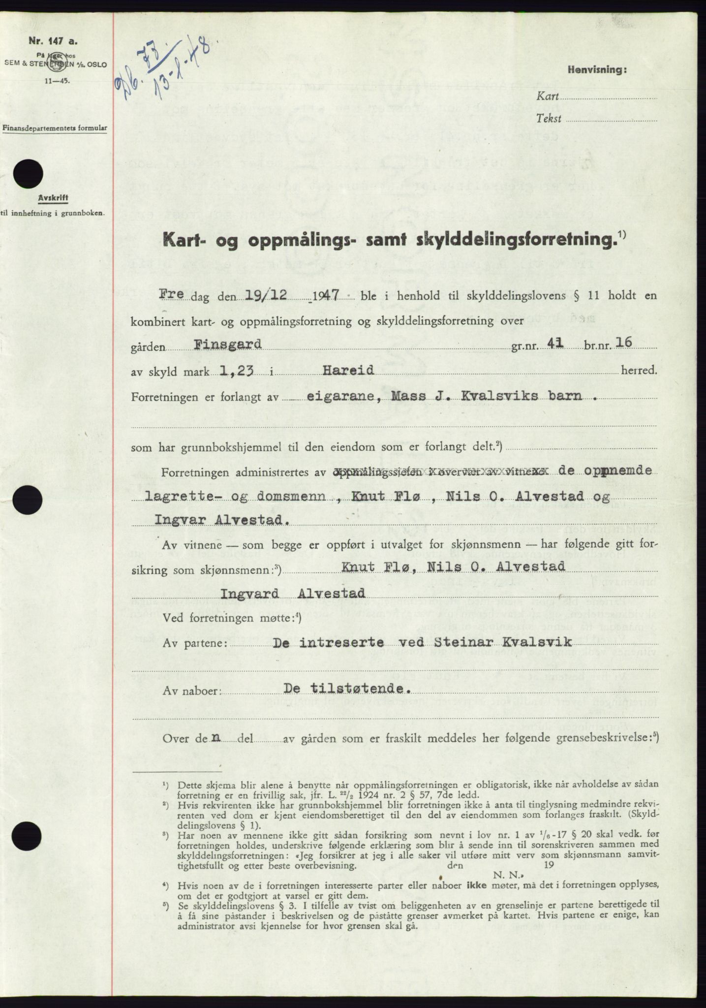 Søre Sunnmøre sorenskriveri, AV/SAT-A-4122/1/2/2C/L0081: Pantebok nr. 7A, 1947-1948, Dagboknr: 77/1948