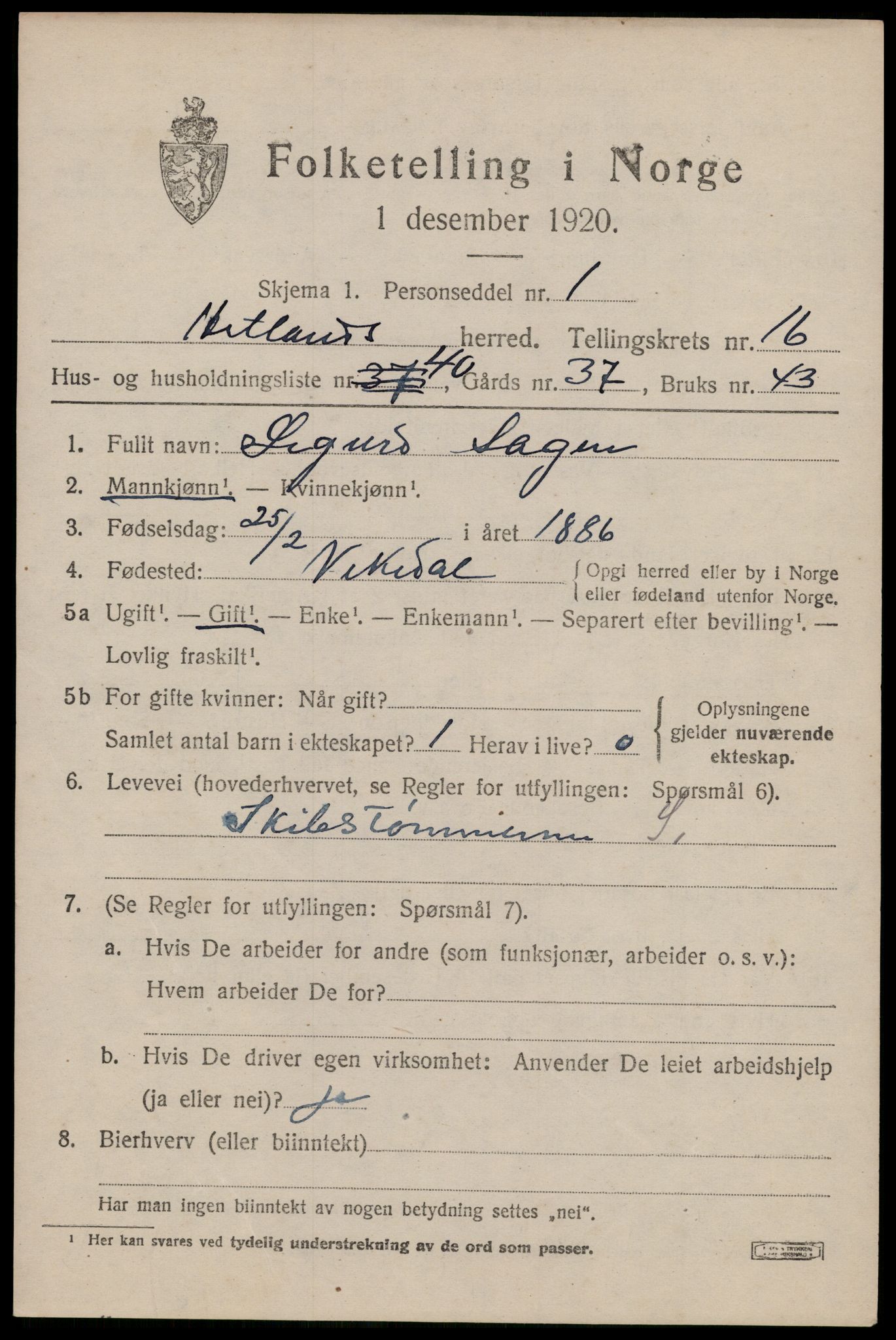 SAST, Folketelling 1920 for 1126 Hetland herred, 1920, s. 23571