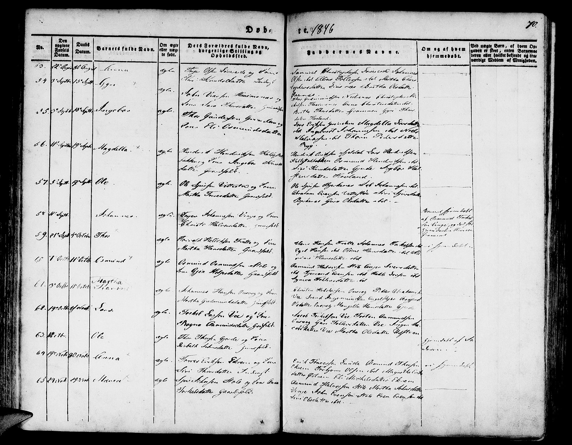 Etne sokneprestembete, AV/SAB-A-75001/H/Haa: Ministerialbok nr. A 7, 1831-1847, s. 70