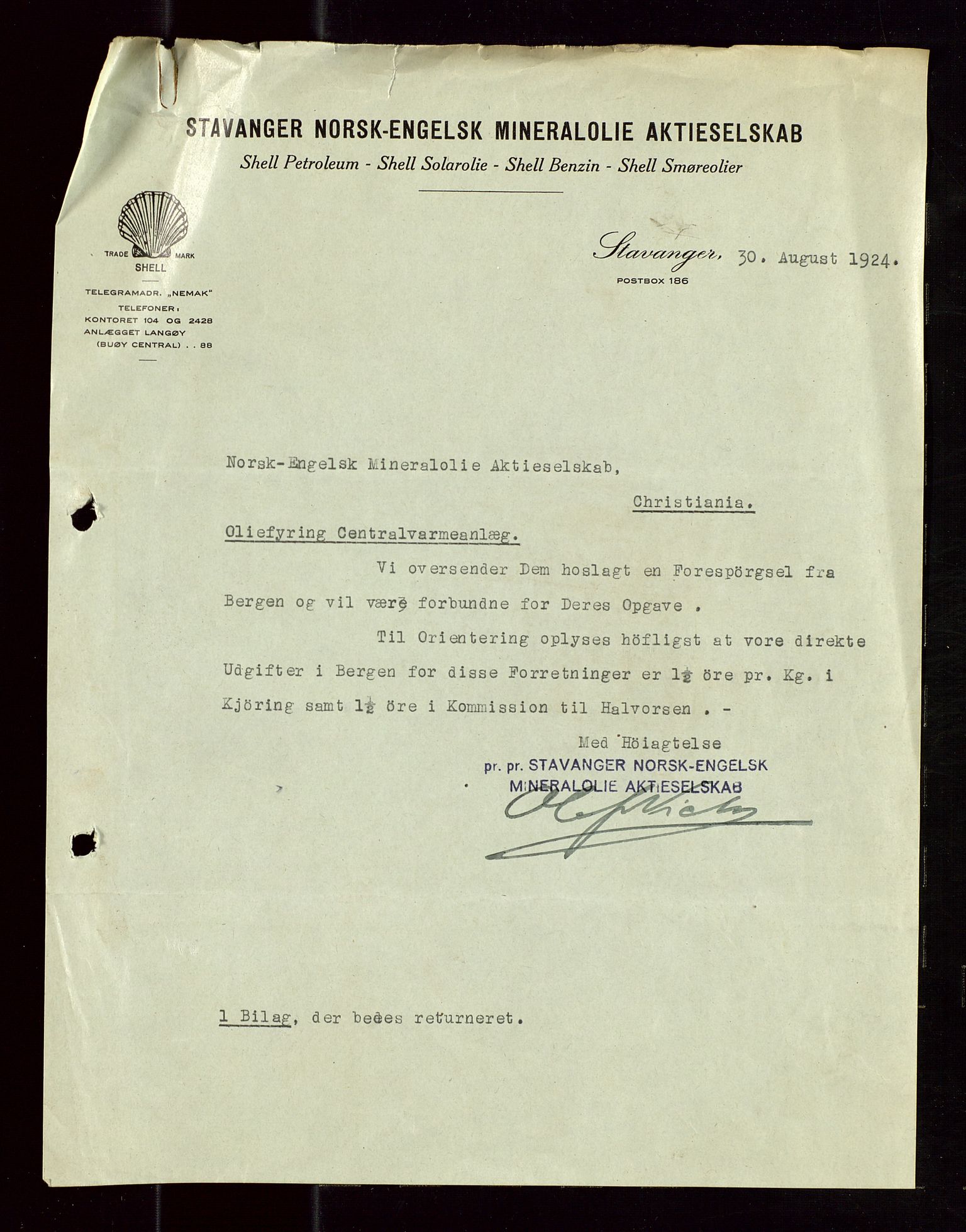 Pa 1521 - A/S Norske Shell, AV/SAST-A-101915/E/Ea/Eaa/L0013: Sjefskorrespondanse, 1924, s. 230