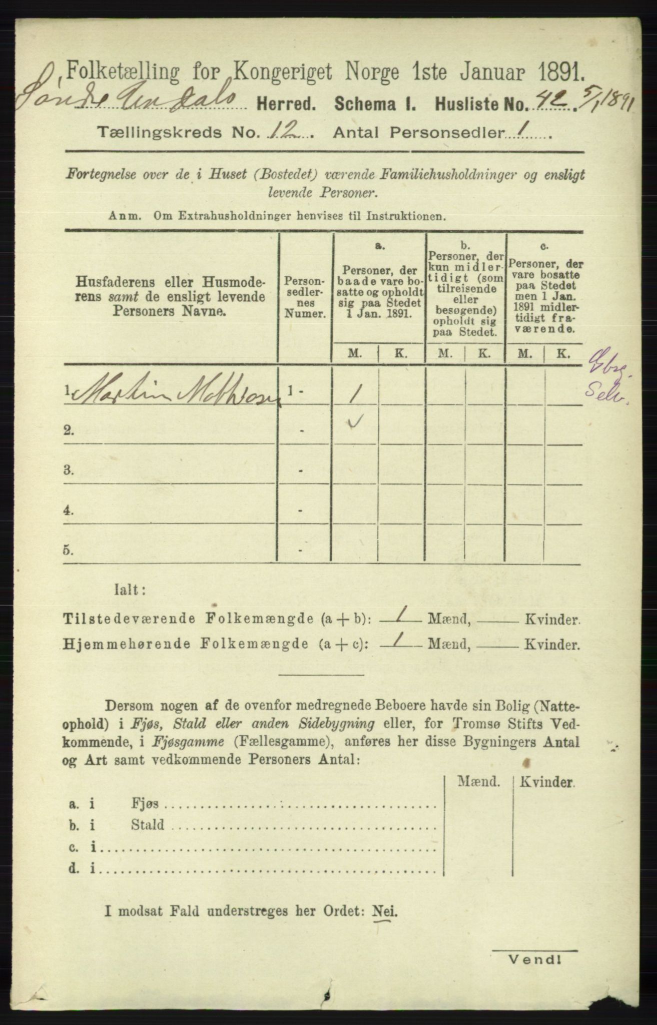 RA, Folketelling 1891 for 1029 Sør-Audnedal herred, 1891, s. 5498