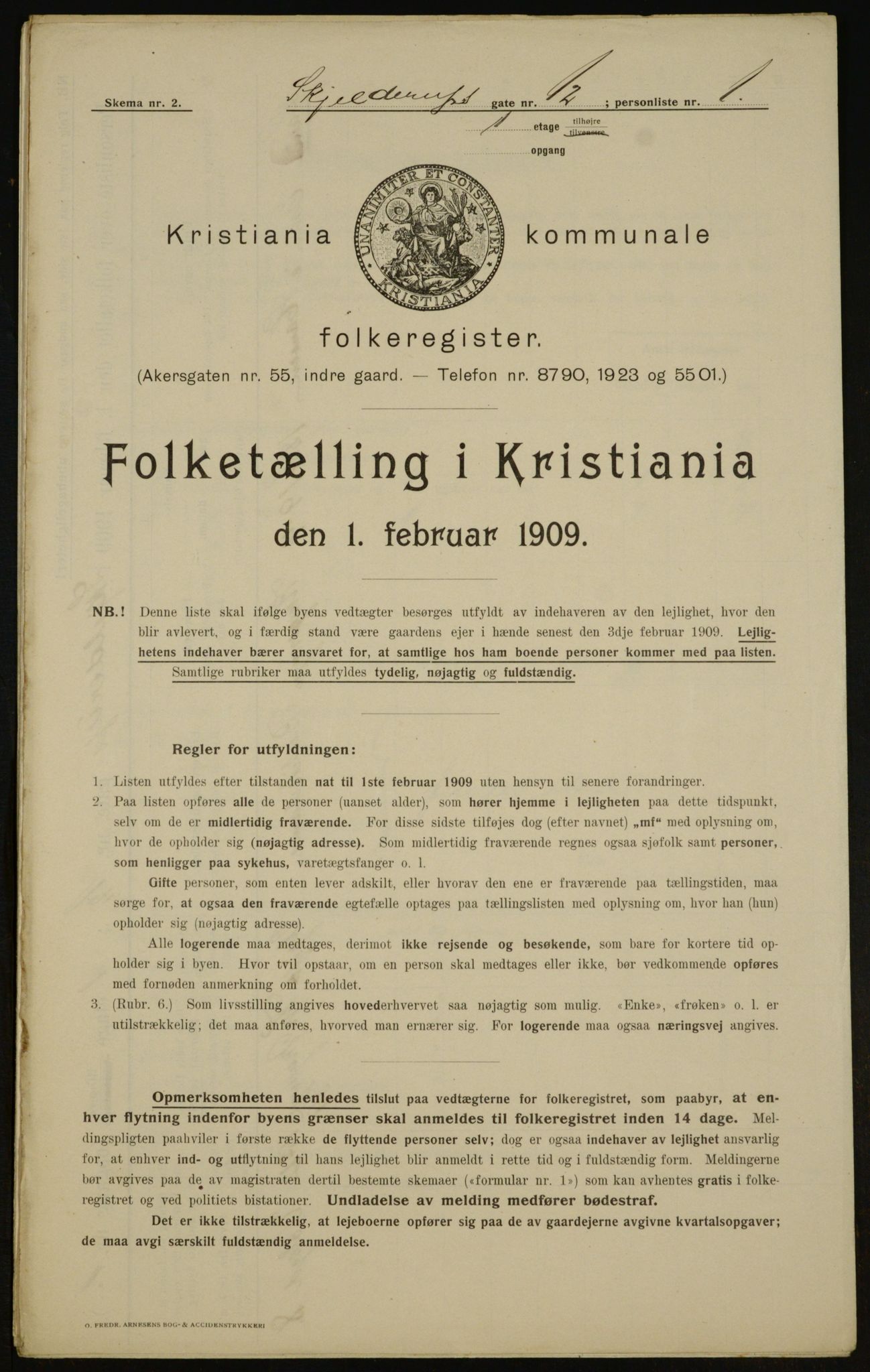 OBA, Kommunal folketelling 1.2.1909 for Kristiania kjøpstad, 1909, s. 86850