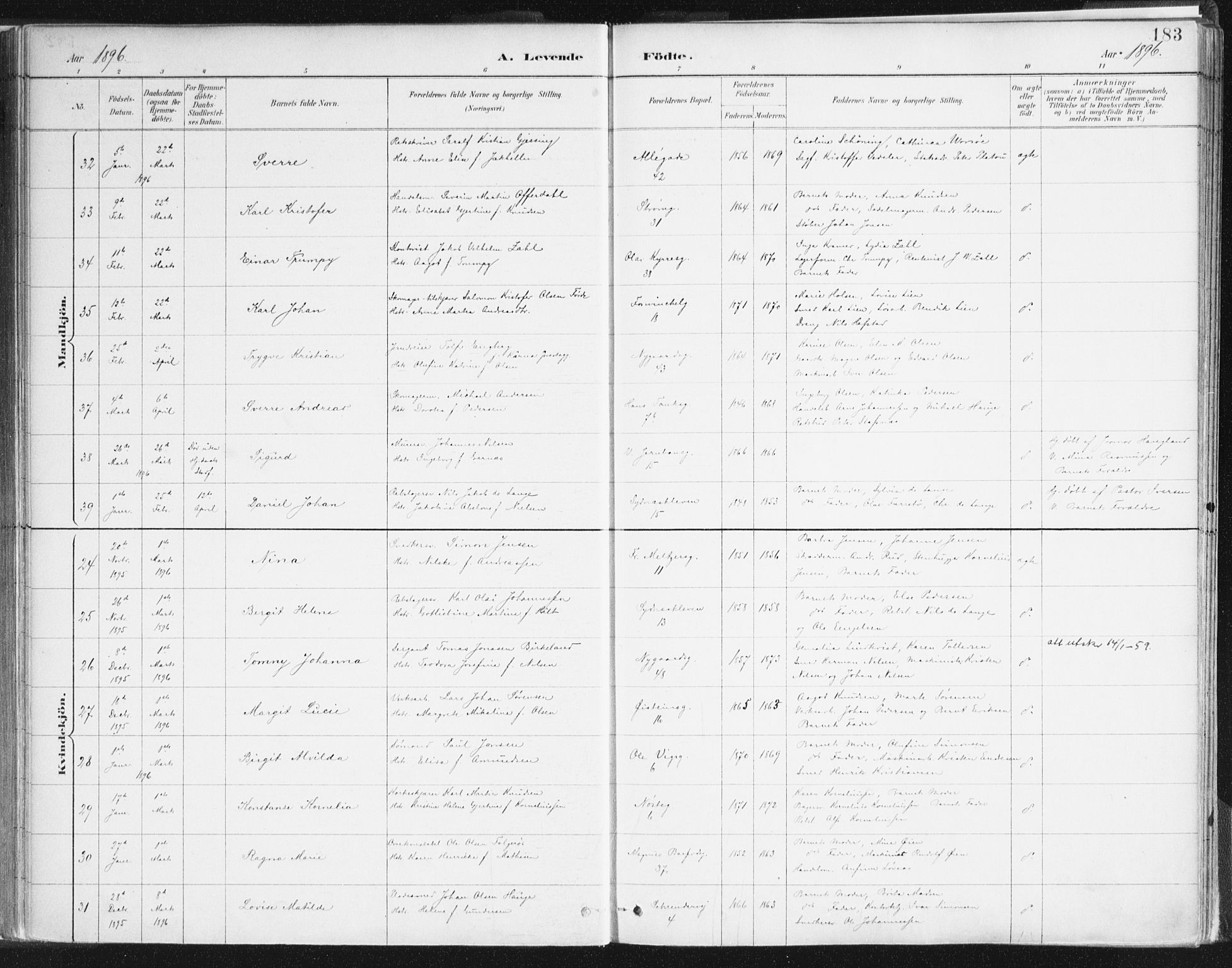 Johanneskirken sokneprestembete, AV/SAB-A-76001/H/Haa/L0001: Ministerialbok nr. A 1, 1885-1900, s. 183