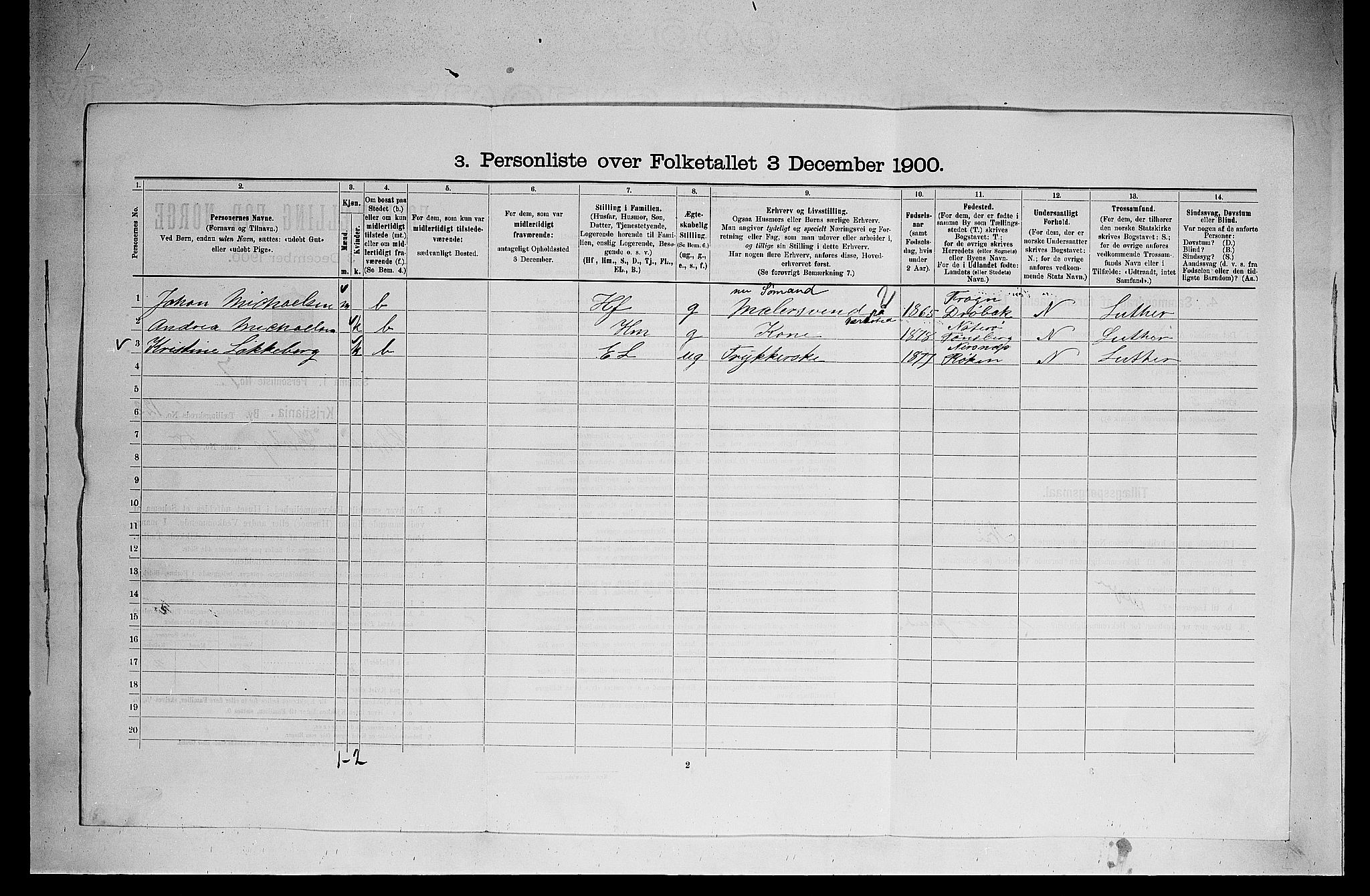 SAO, Folketelling 1900 for 0301 Kristiania kjøpstad, 1900, s. 12552