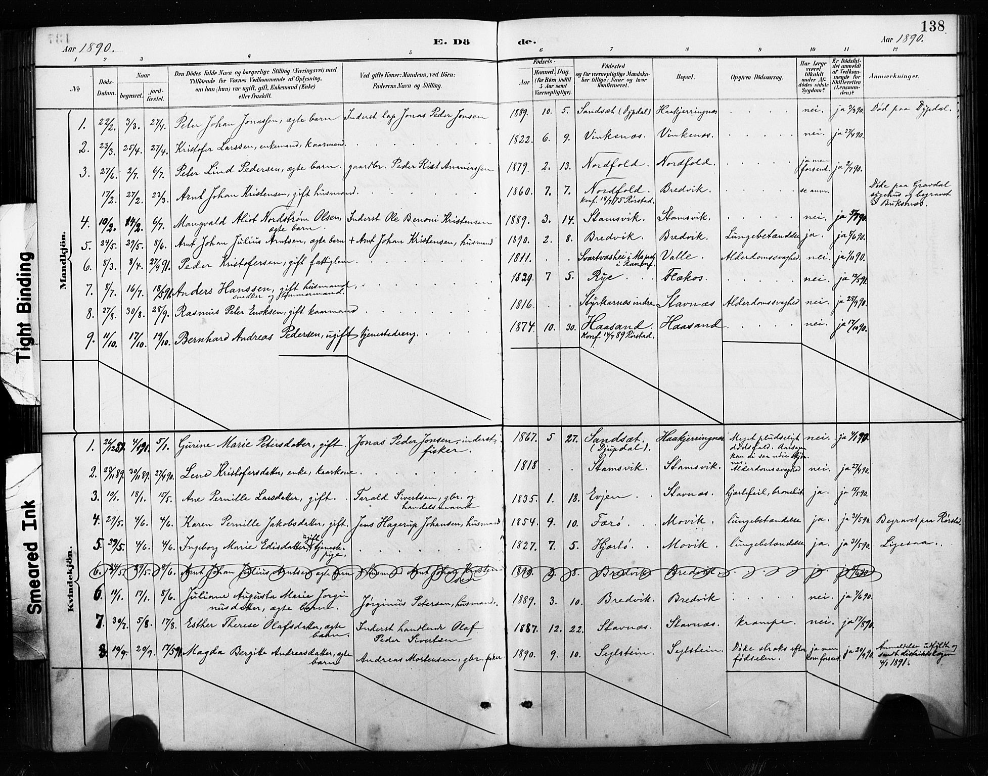 Ministerialprotokoller, klokkerbøker og fødselsregistre - Nordland, AV/SAT-A-1459/858/L0834: Klokkerbok nr. 858C01, 1884-1904, s. 138