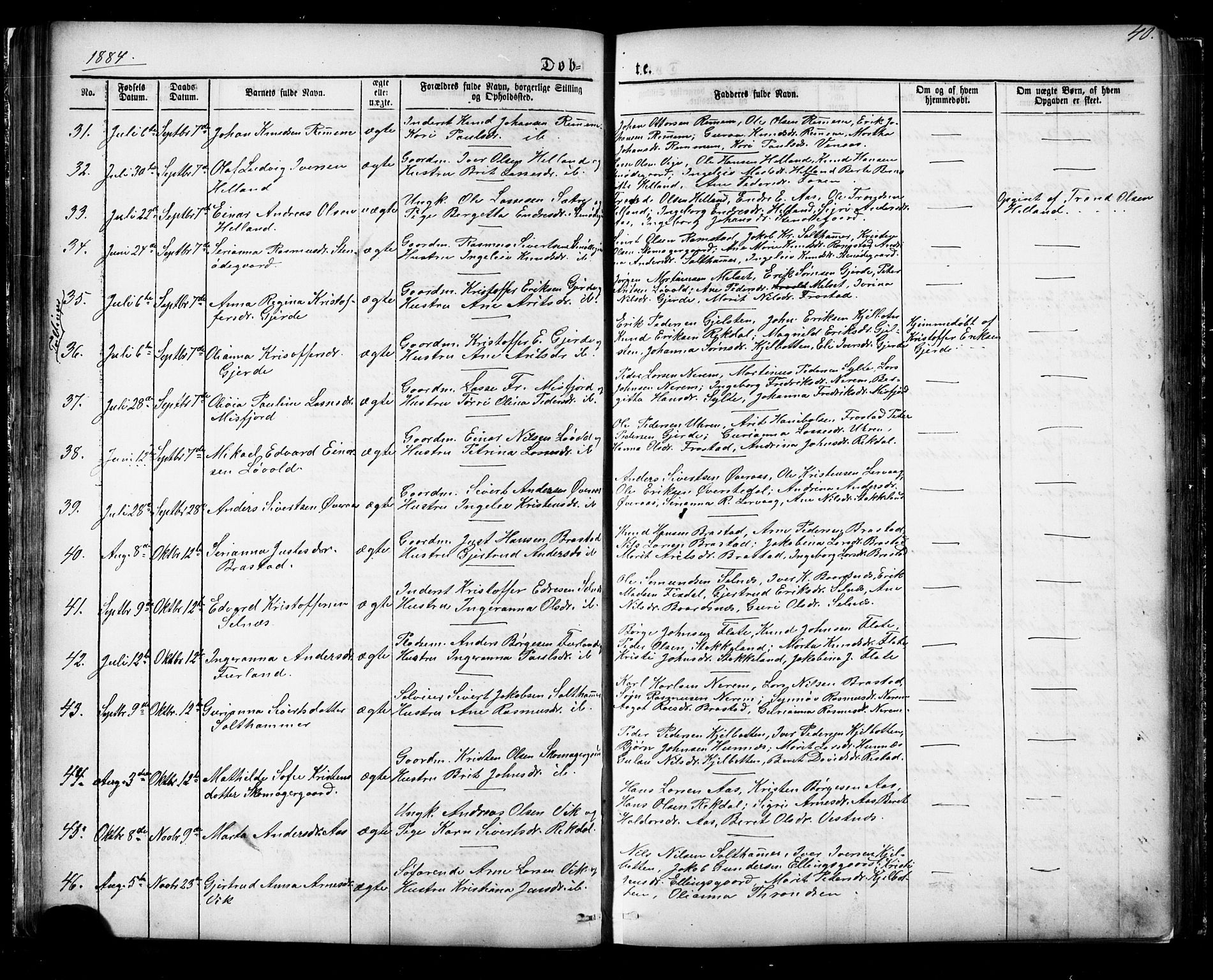 Ministerialprotokoller, klokkerbøker og fødselsregistre - Møre og Romsdal, AV/SAT-A-1454/539/L0536: Klokkerbok nr. 539C02, 1867-1913, s. 40